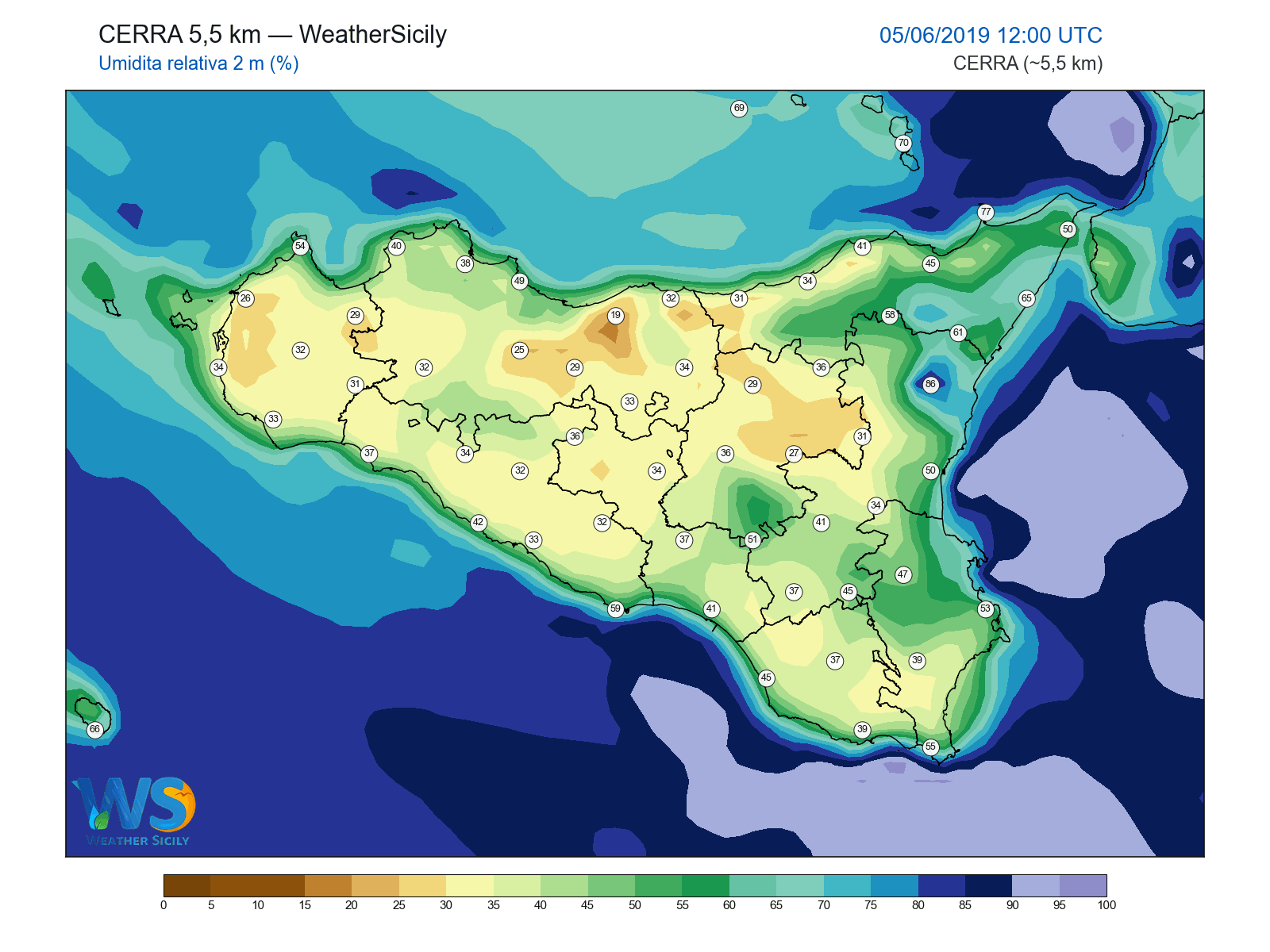 Umidità relativa 2 m · 2019060512
