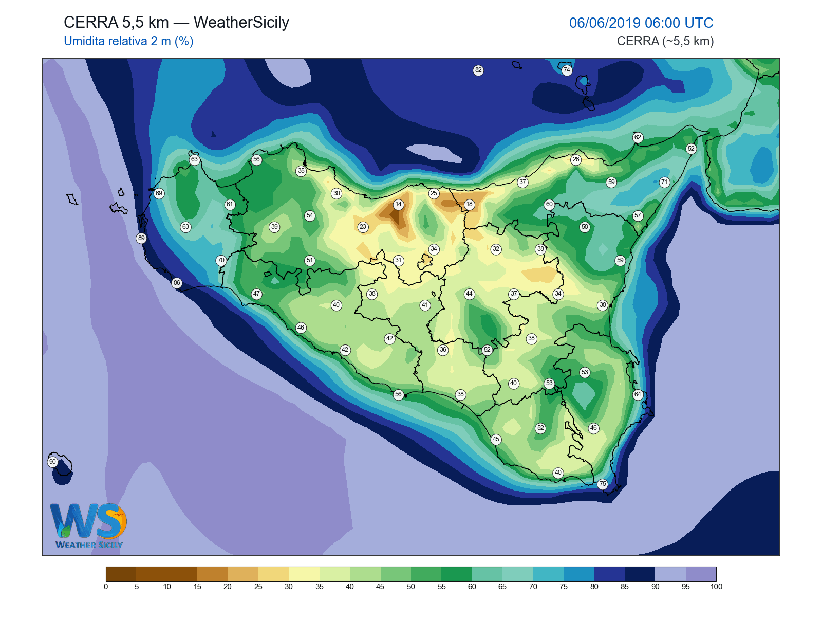 Umidità relativa 2 m · 2019060606