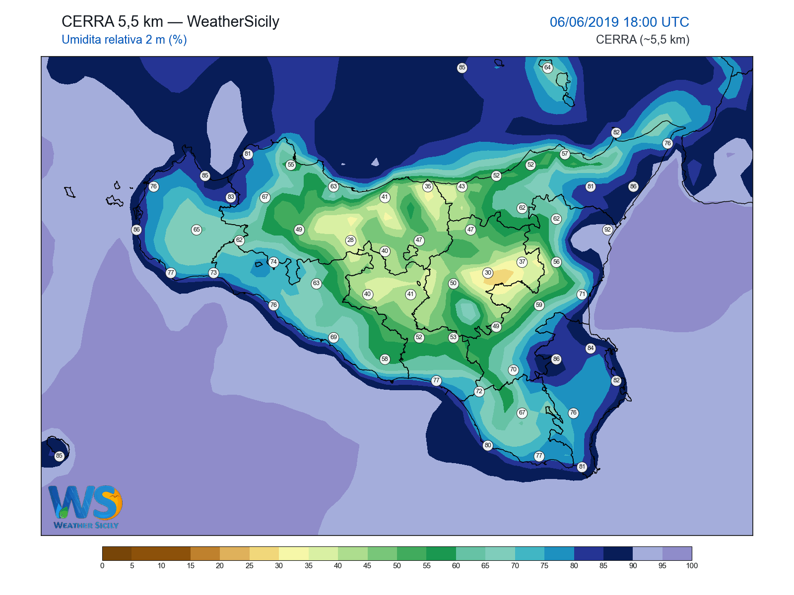 Umidità relativa 2 m · 2019060618