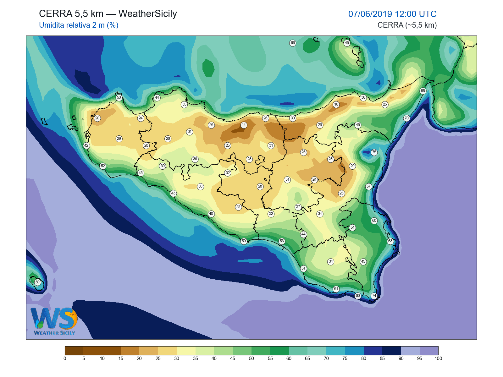Umidità relativa 2 m · 2019060712