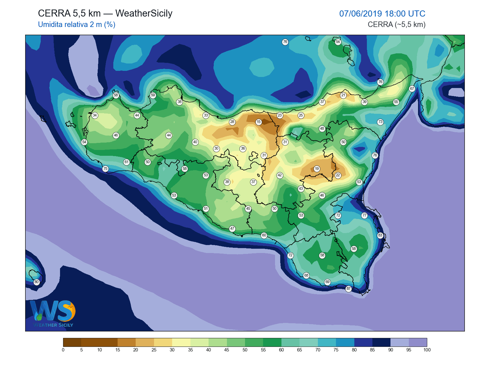 Umidità relativa 2 m · 2019060718
