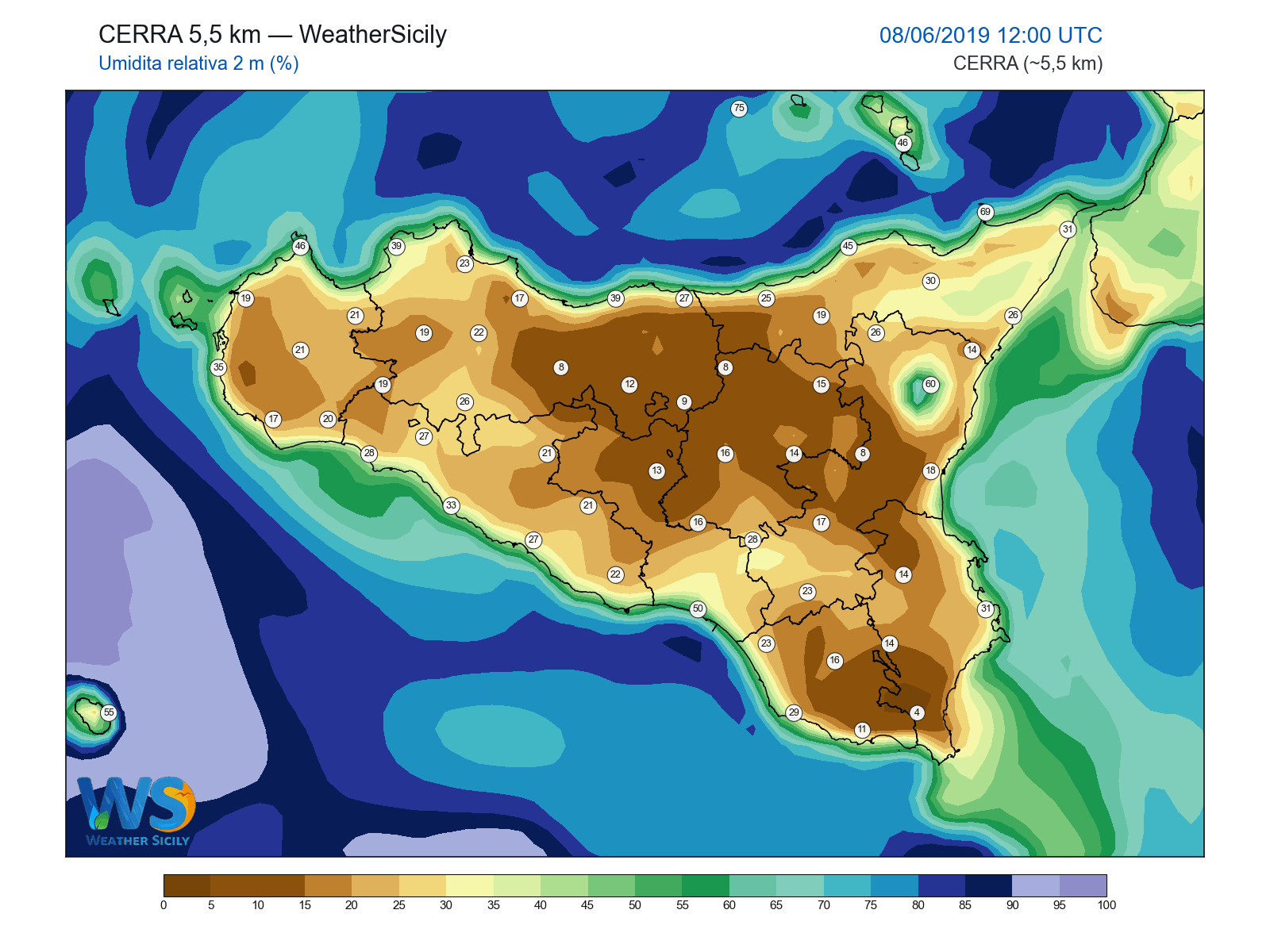 Umidità relativa 2 m · 2019060812