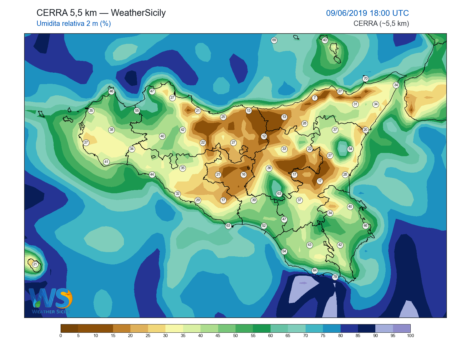Umidità relativa 2 m · 2019060918