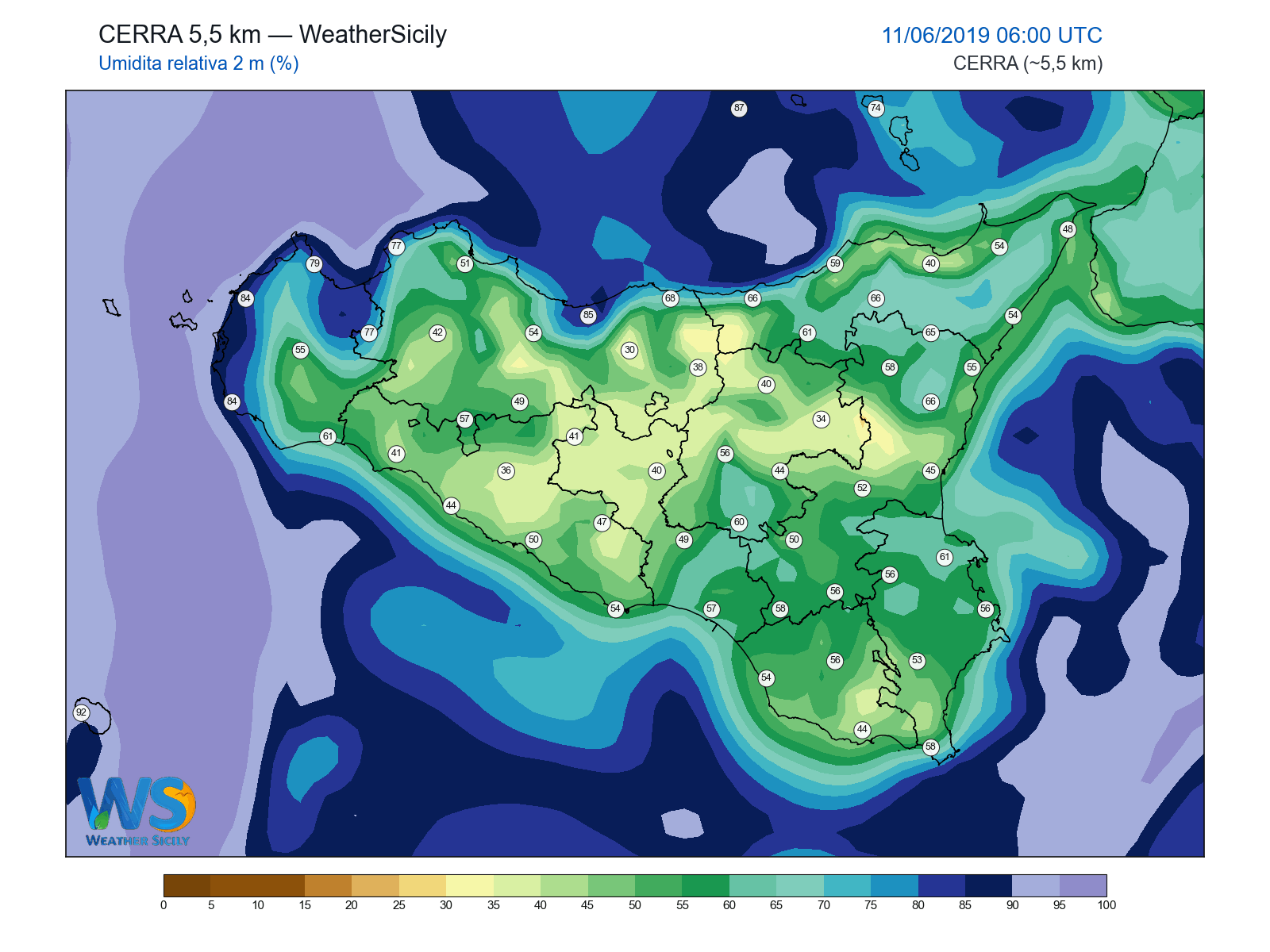 Umidità relativa 2 m · 2019061106