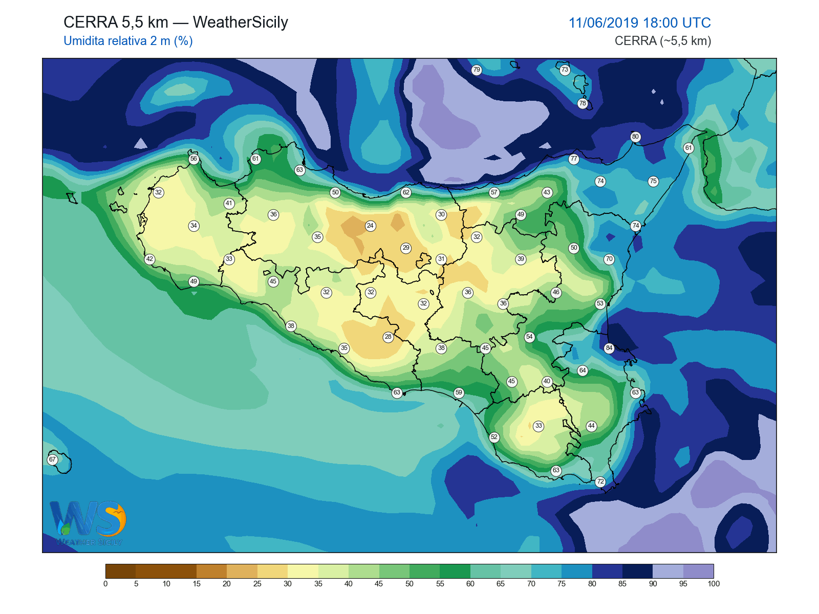 Umidità relativa 2 m · 2019061118
