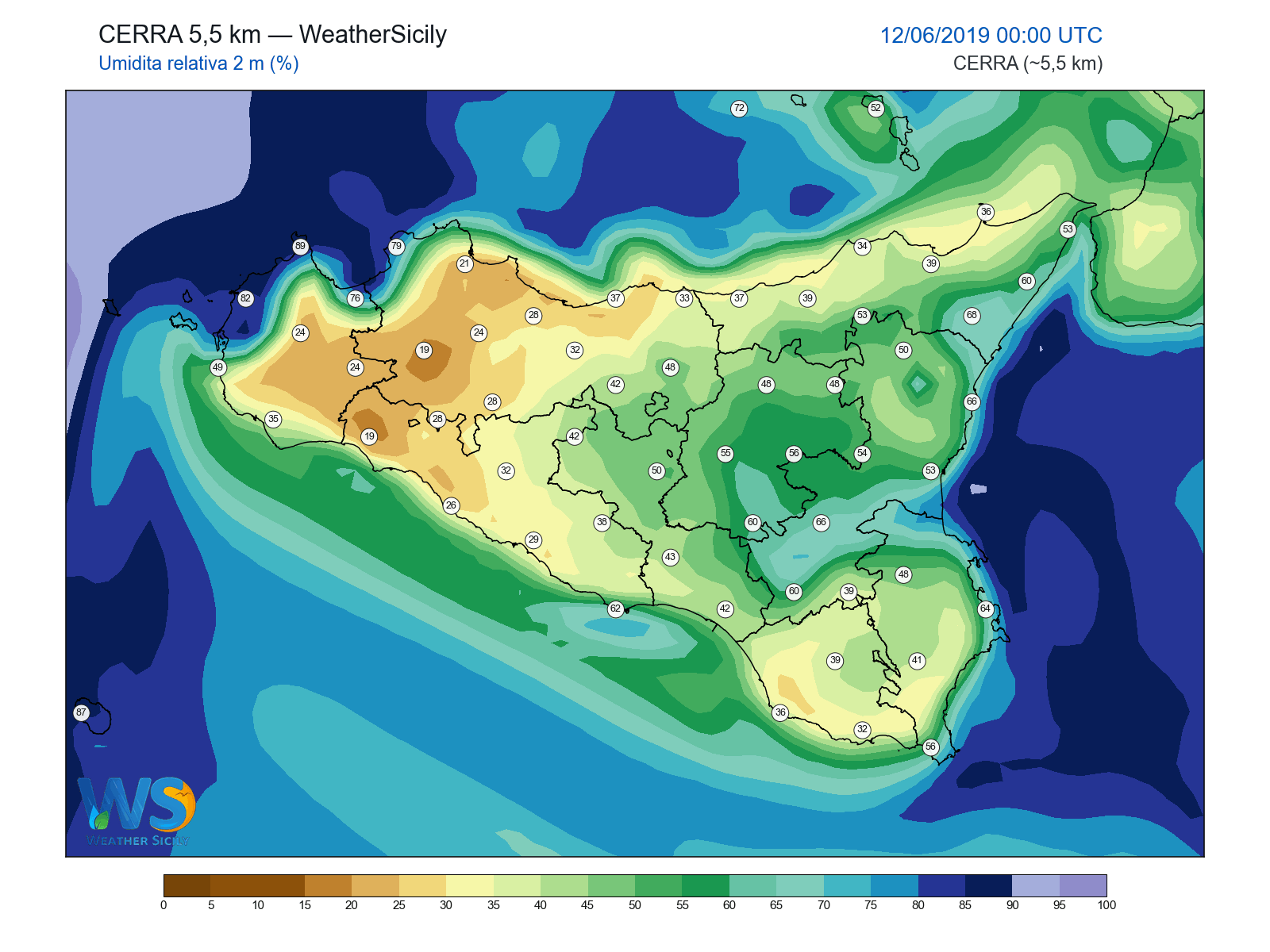 Umidità relativa 2 m · 2019061200