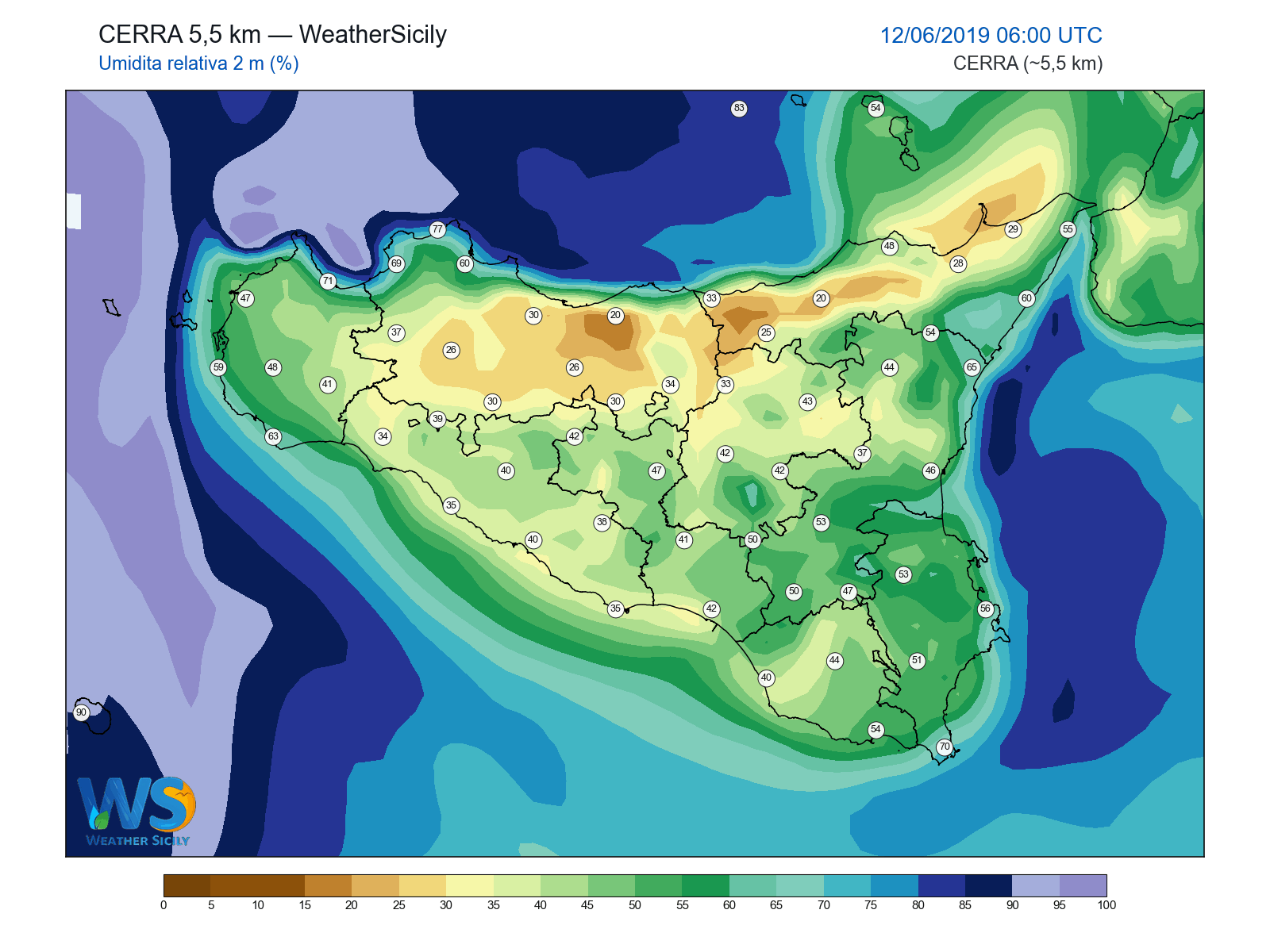 Umidità relativa 2 m · 2019061206
