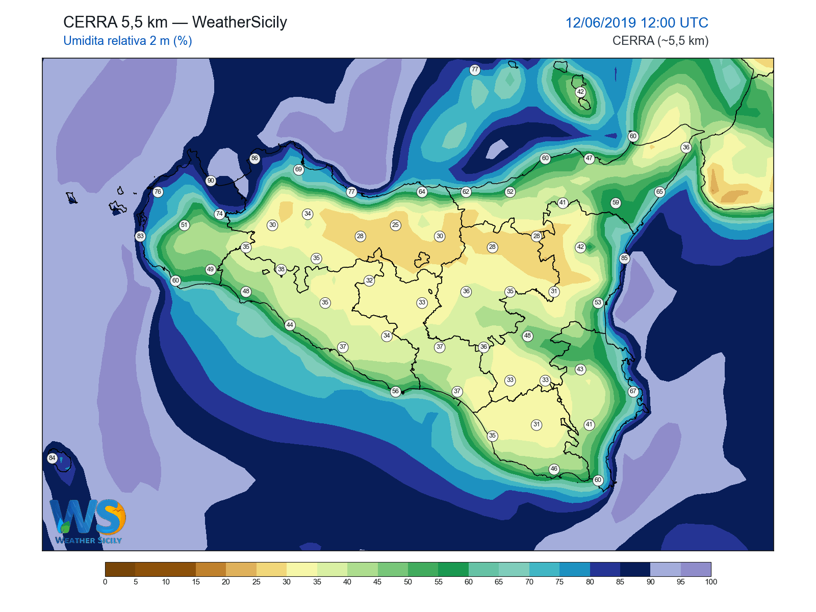 Umidità relativa 2 m · 2019061212