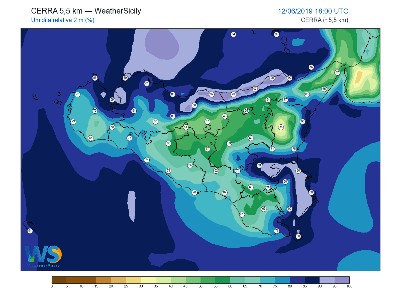 Umidità relativa 2 m · 2019061218