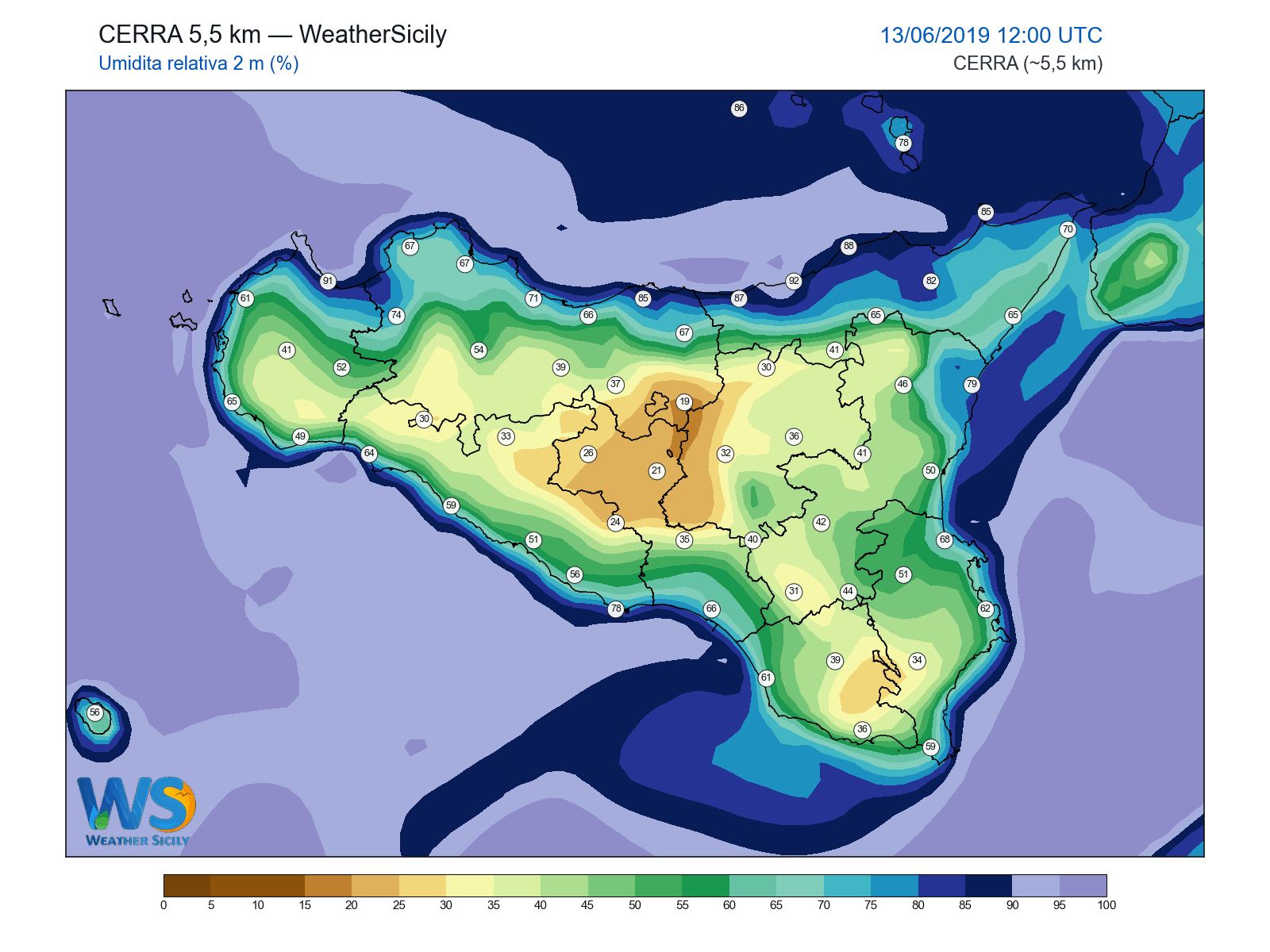 Umidità relativa 2 m · 2019061312