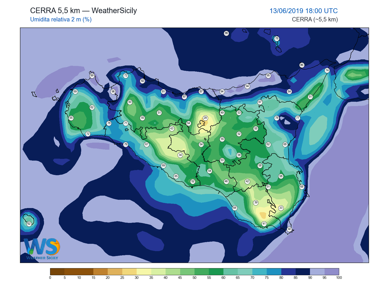 Umidità relativa 2 m · 2019061318