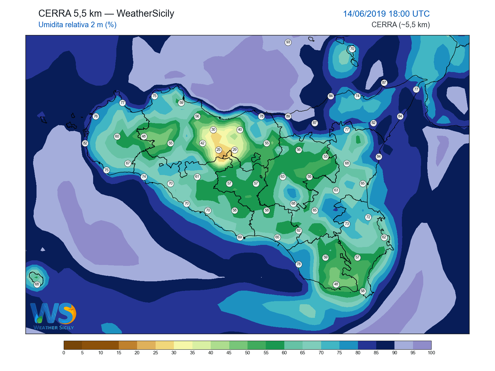 Umidità relativa 2 m · 2019061418