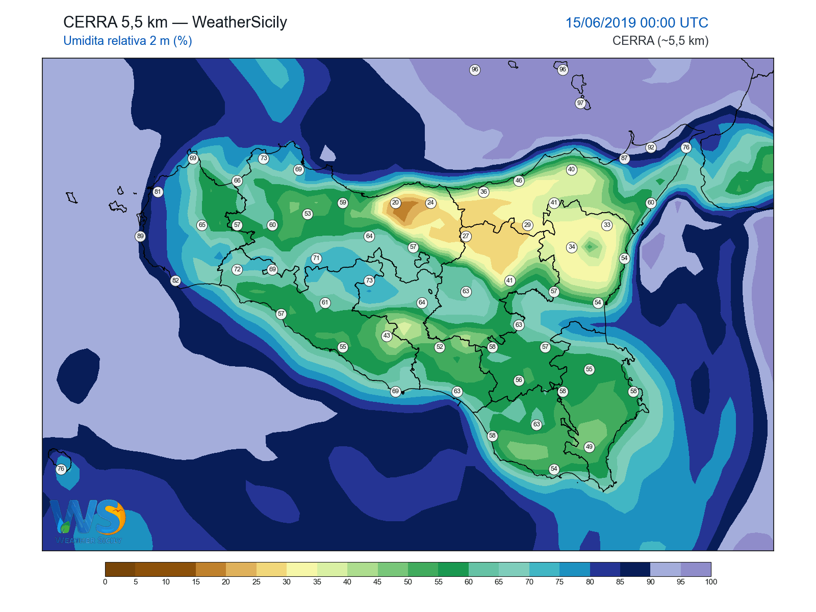 Umidità relativa 2 m · 2019061500