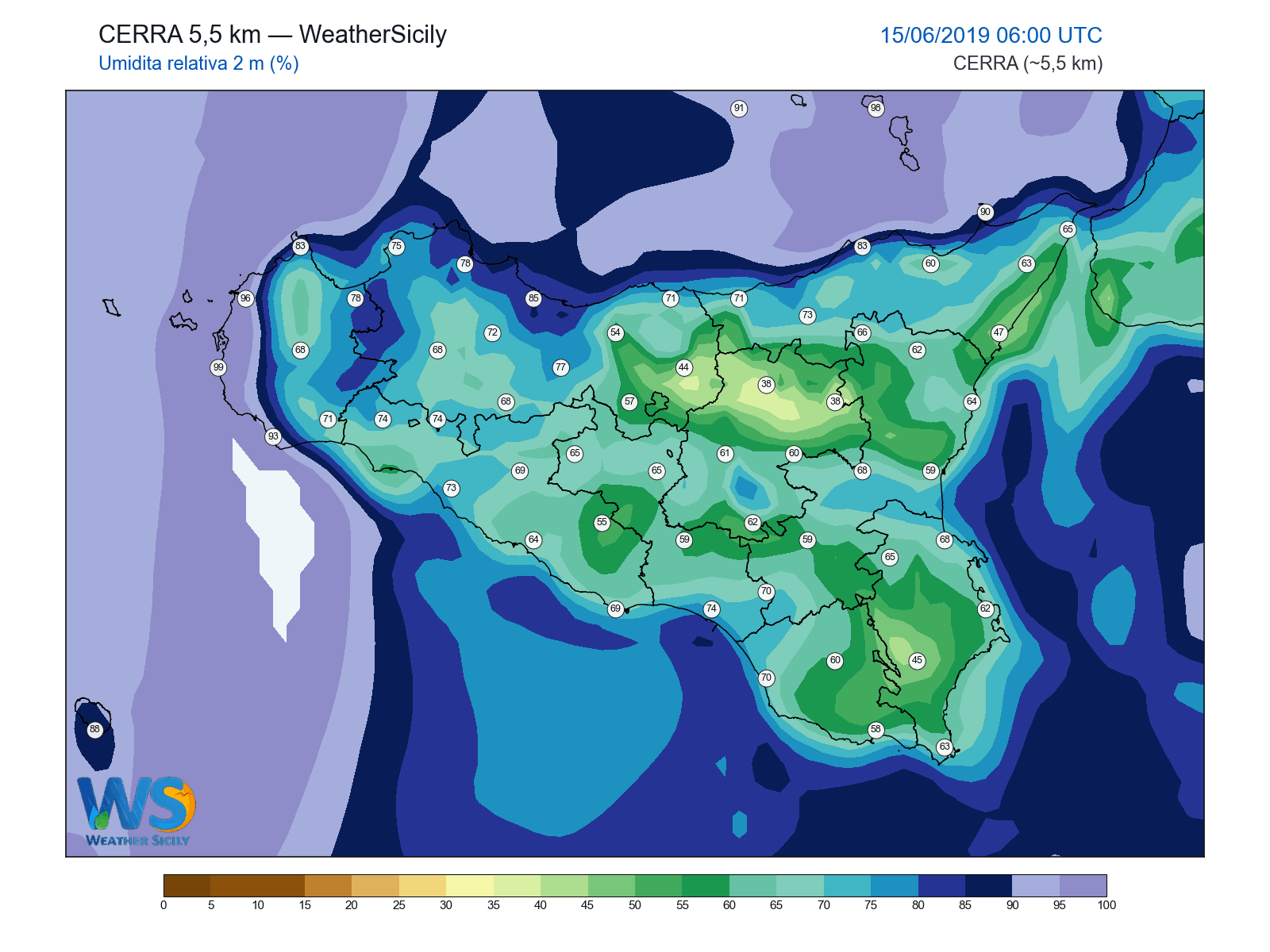 Umidità relativa 2 m · 2019061506