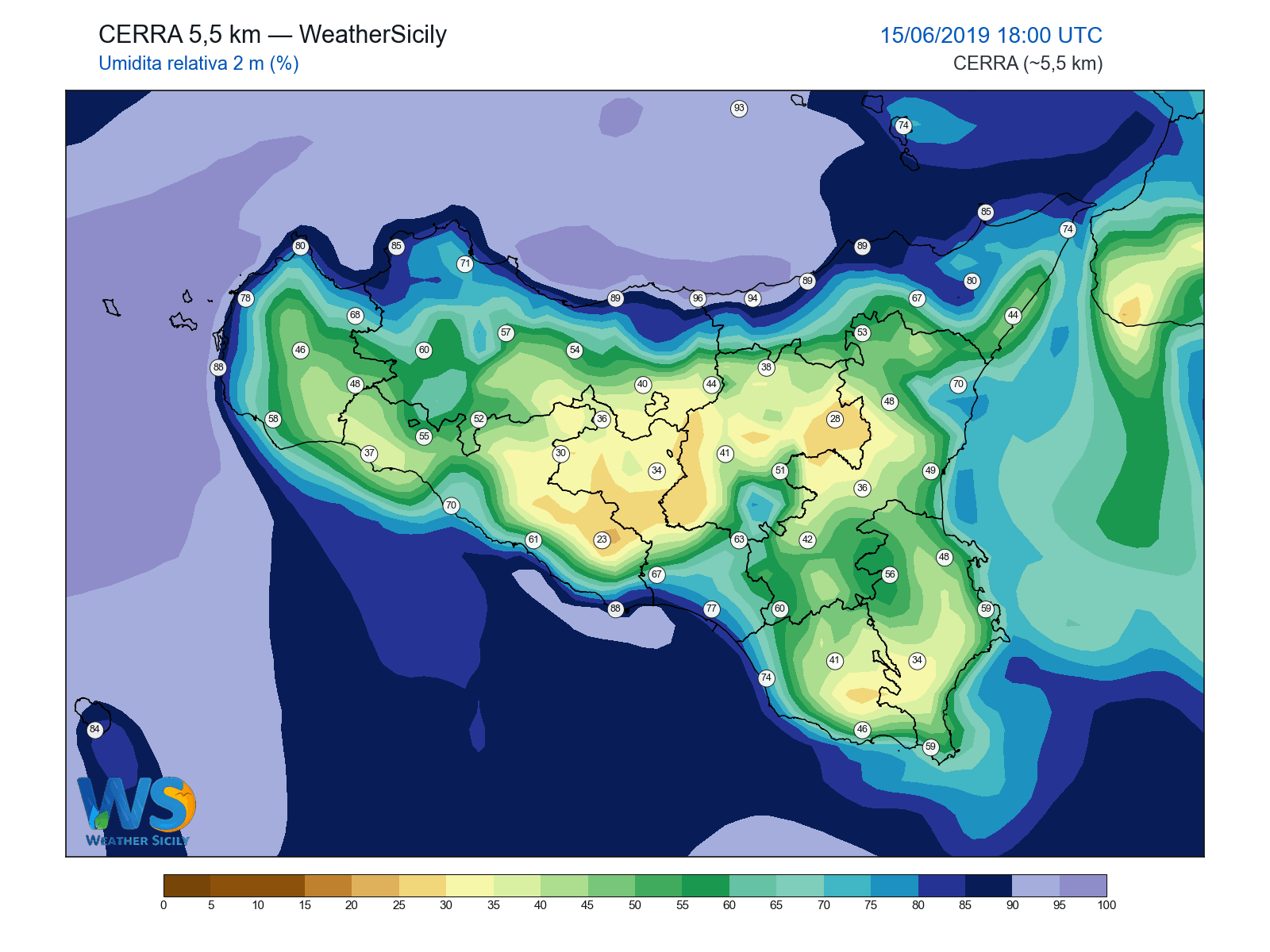 Umidità relativa 2 m · 2019061518