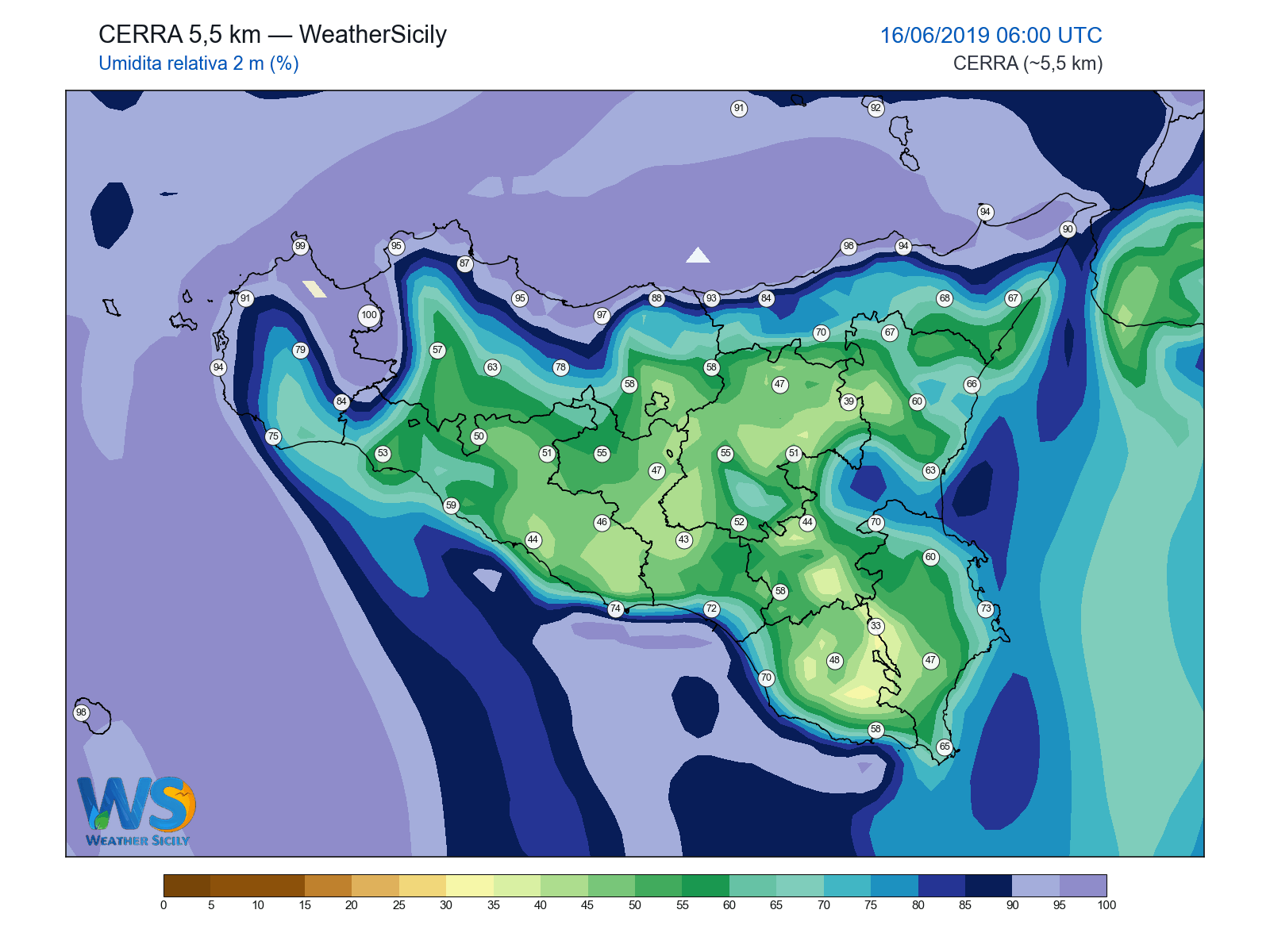 Umidità relativa 2 m · 2019061606