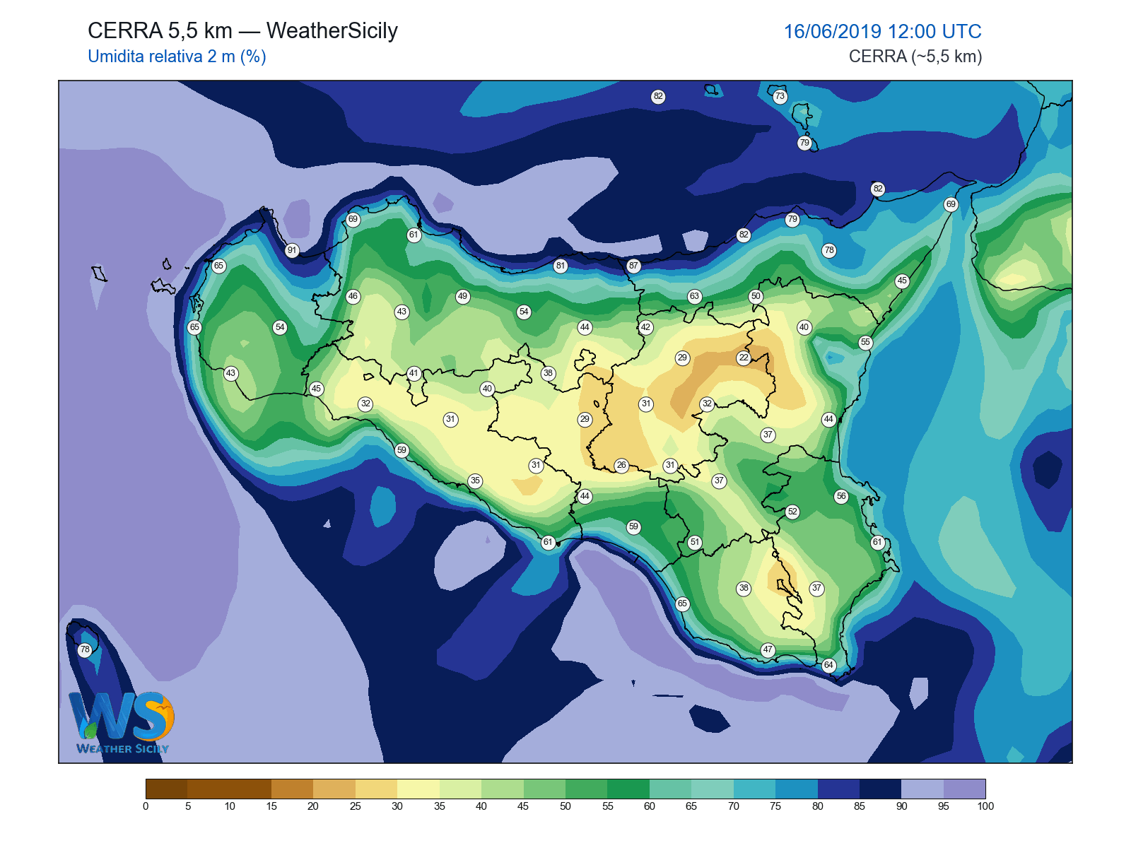 Umidità relativa 2 m · 2019061612