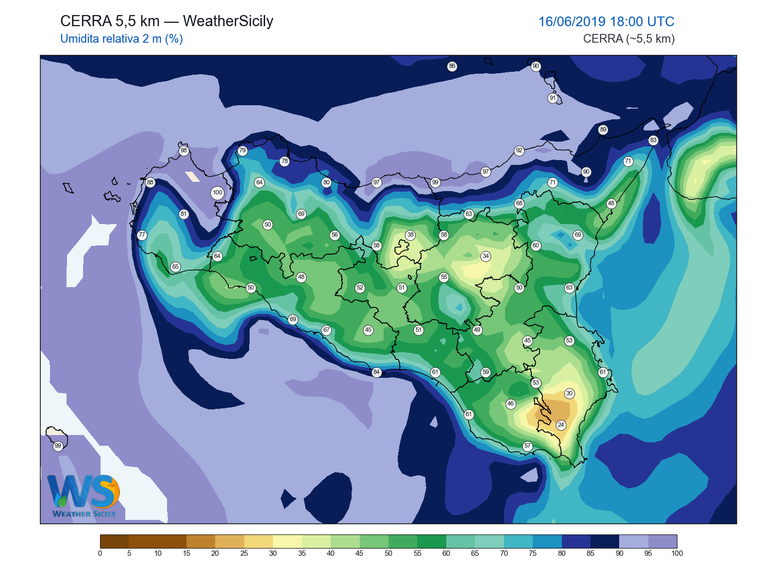 Umidità relativa 2 m · 2019061618