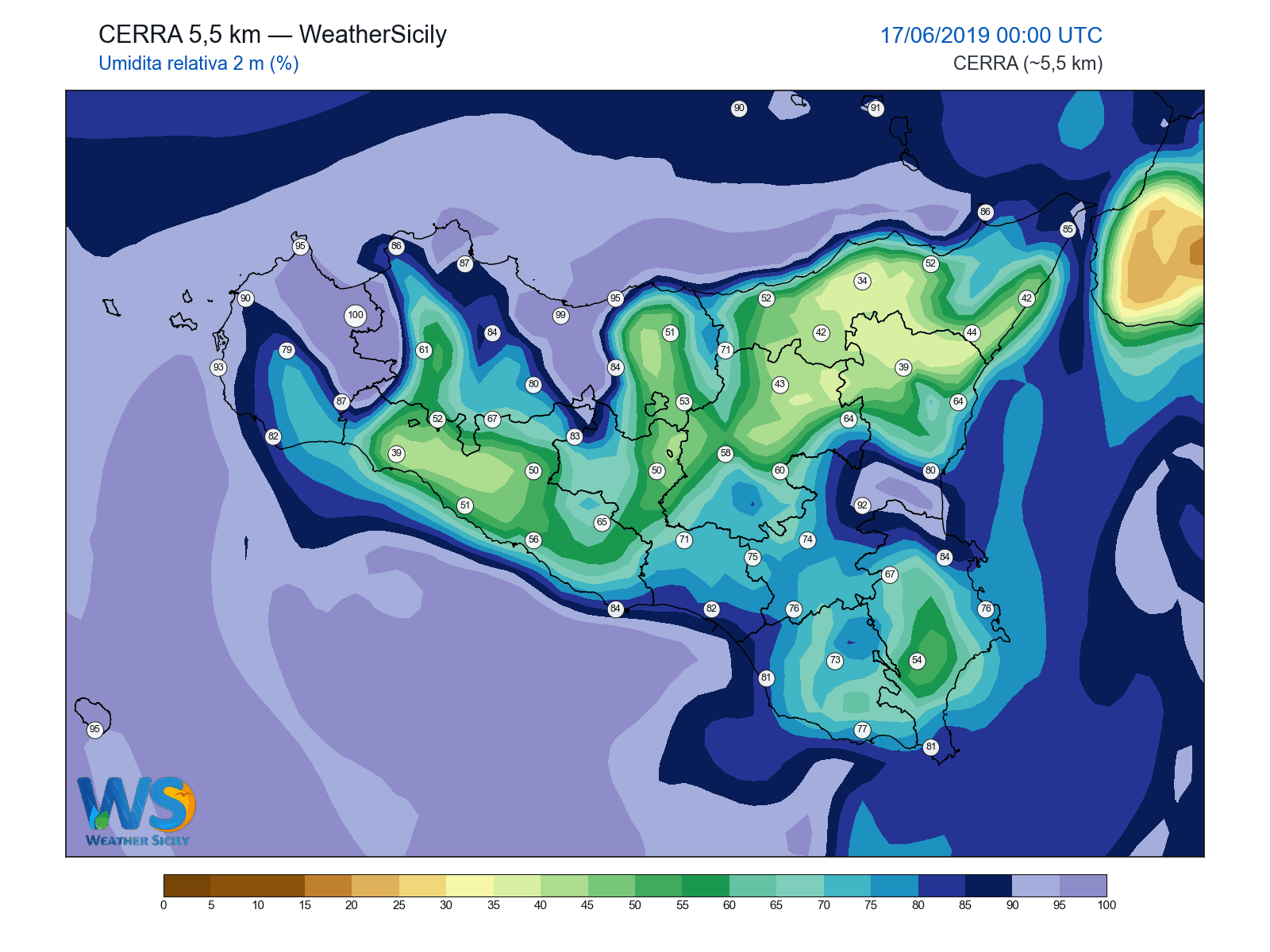 Umidità relativa 2 m · 2019061700