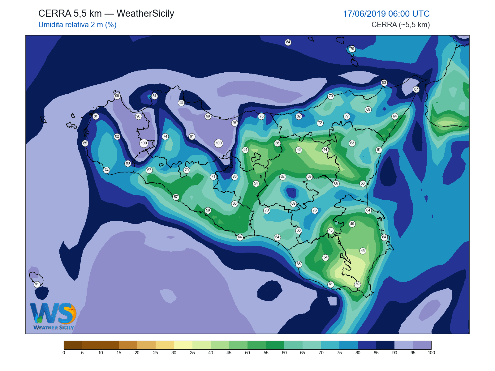 Umidità relativa 2 m · 2019061706