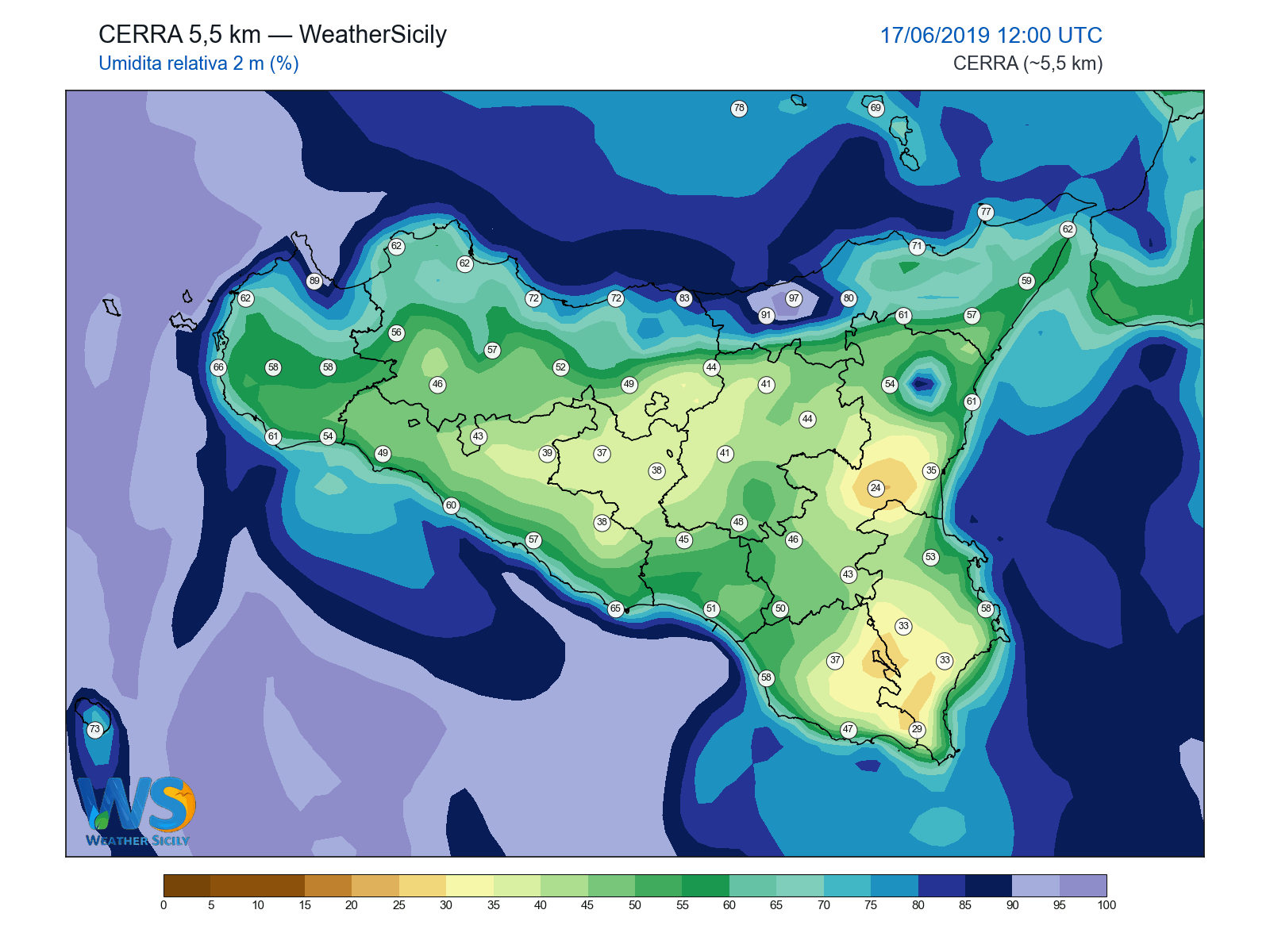 Umidità relativa 2 m · 2019061712