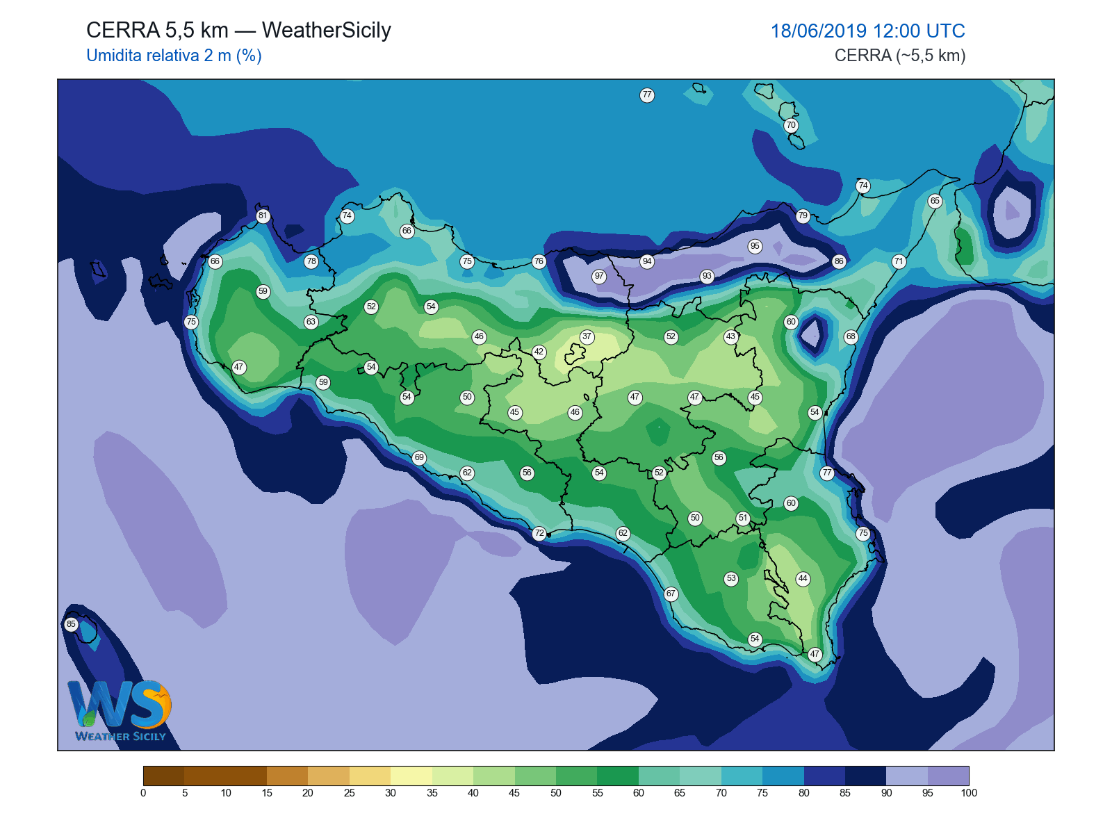 Umidità relativa 2 m · 2019061812
