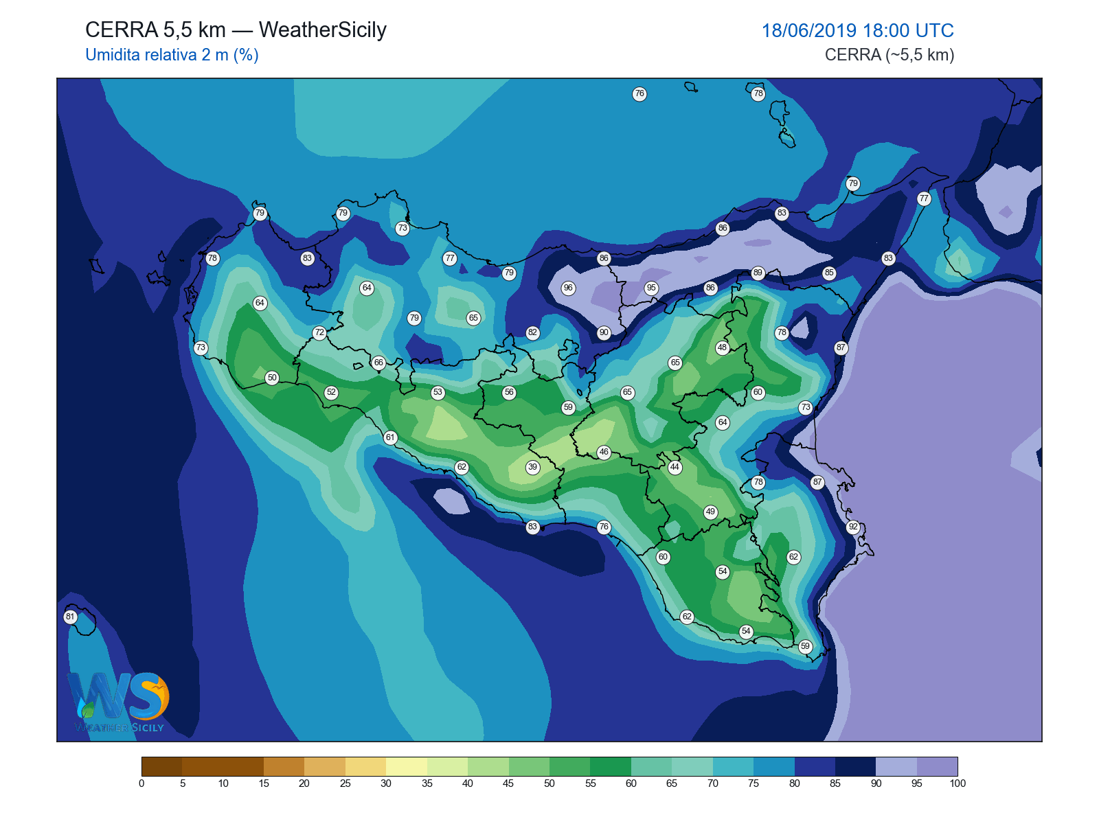 Umidità relativa 2 m · 2019061818