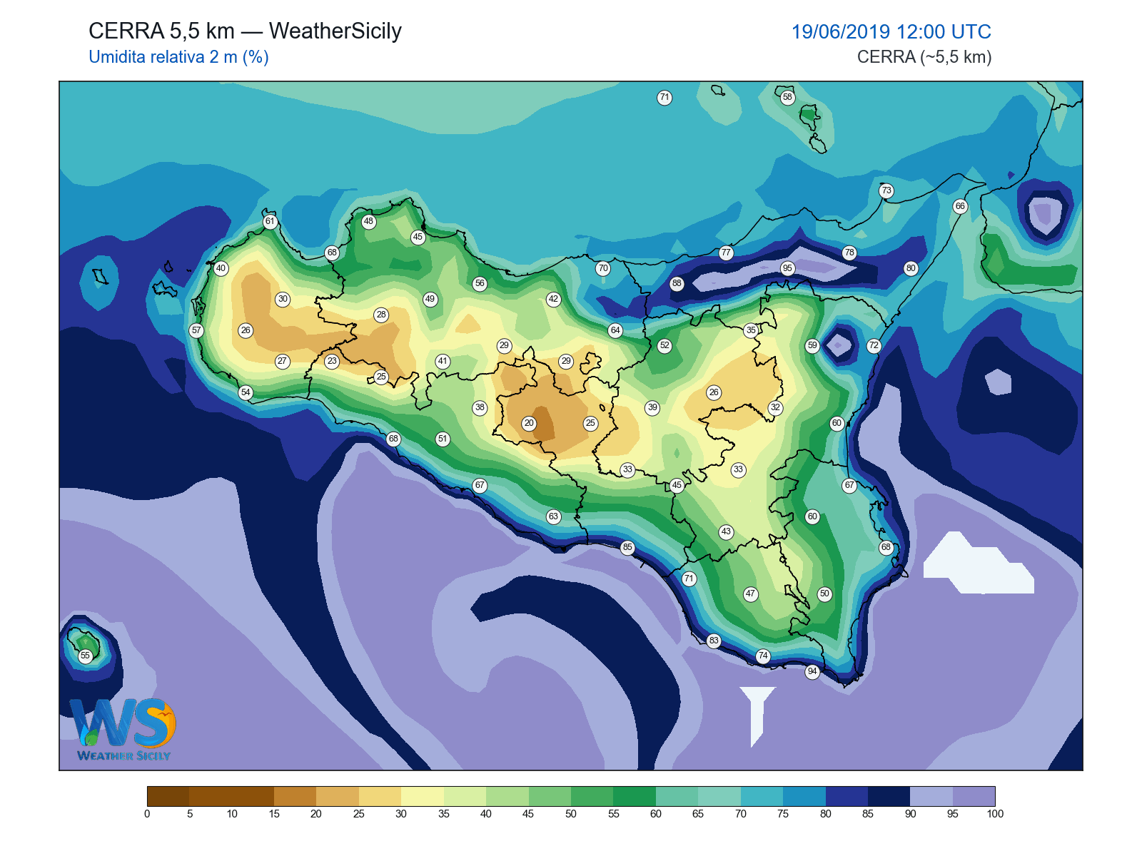 Umidità relativa 2 m · 2019061912