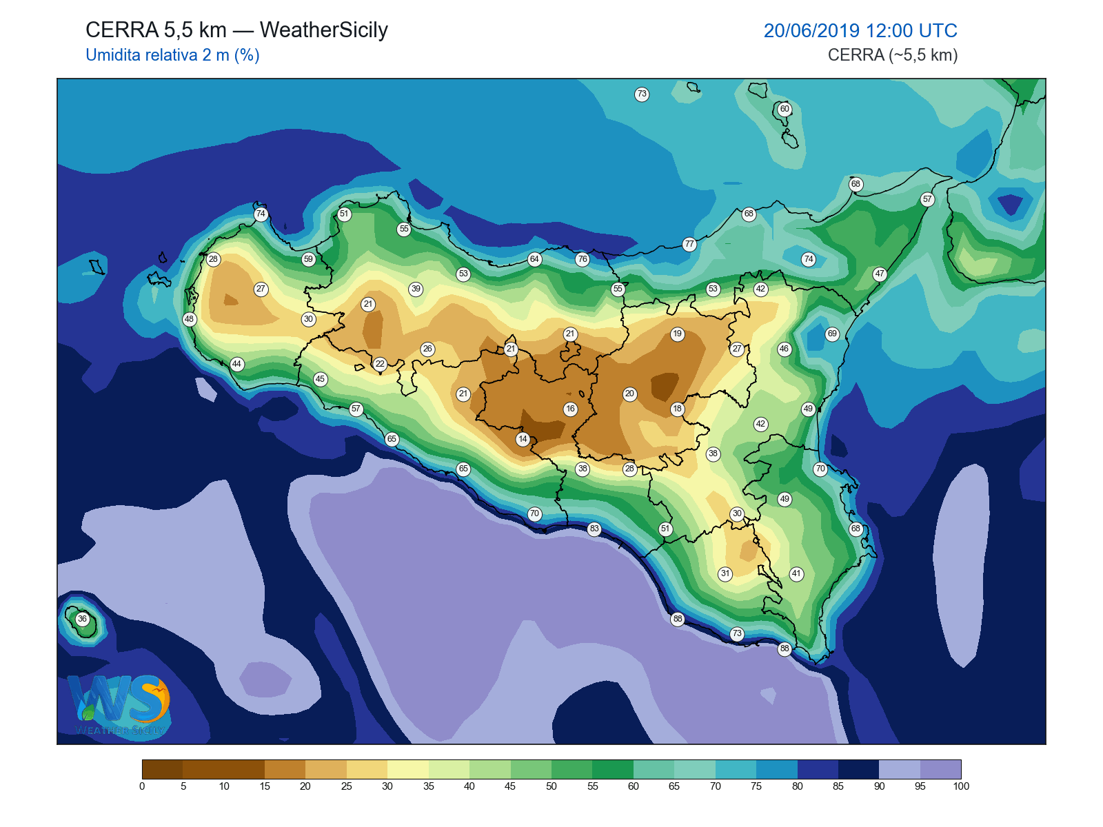 Umidità relativa 2 m · 2019062012