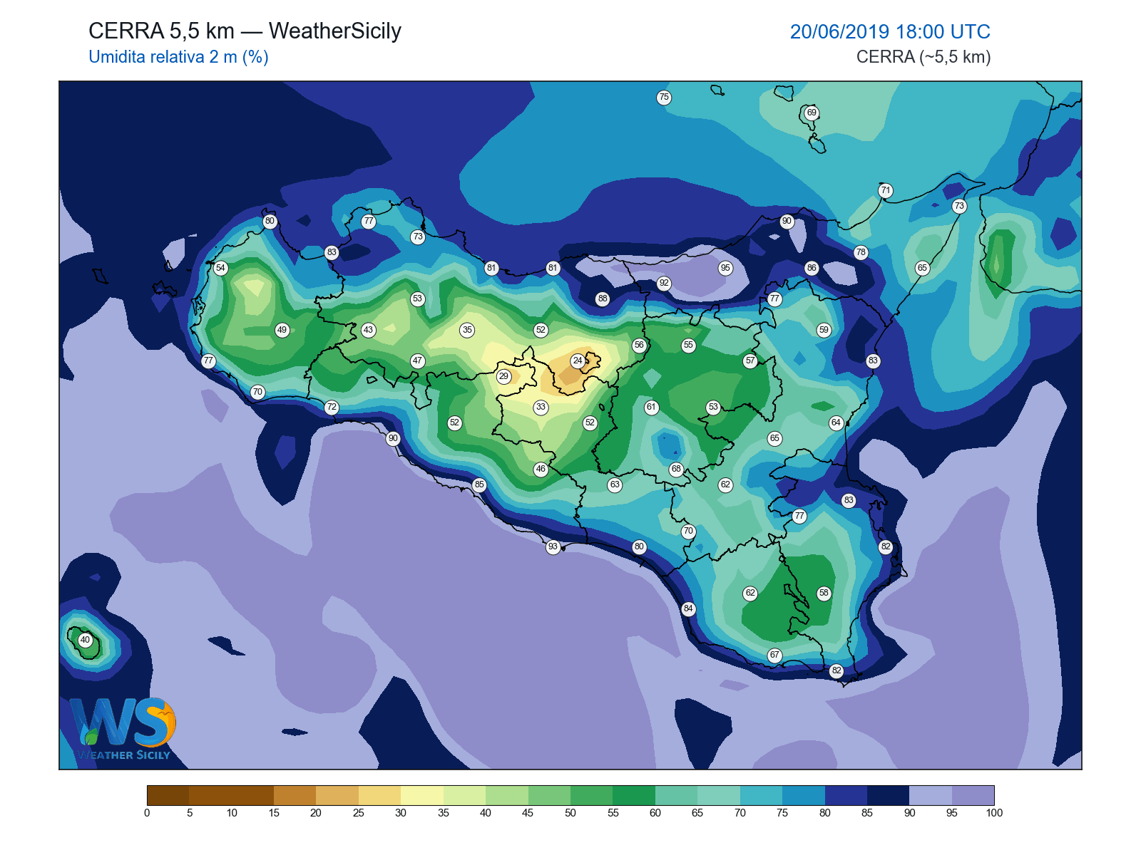 Umidità relativa 2 m · 2019062018