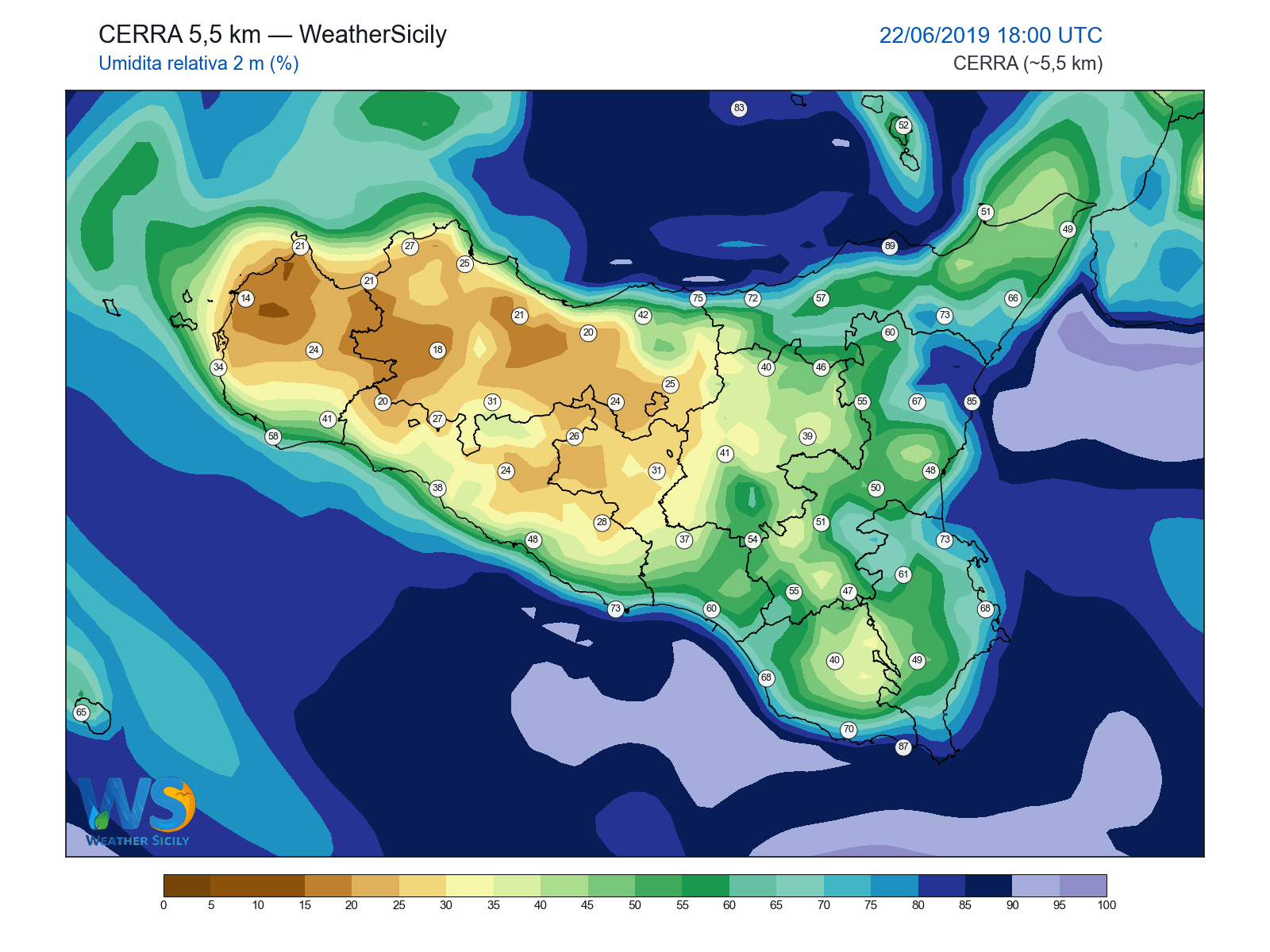 Umidità relativa 2 m · 2019062218