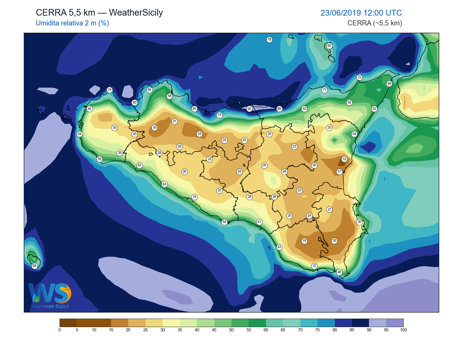 Umidità relativa 2 m · 2019062312