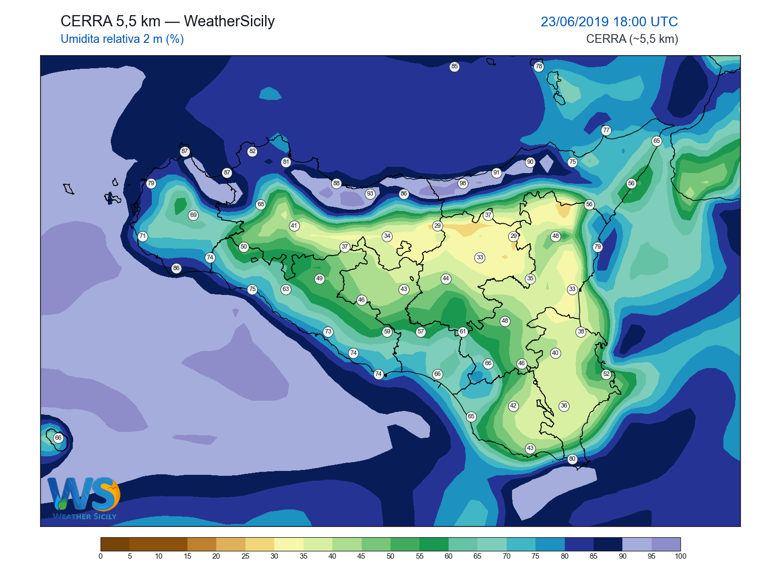 Umidità relativa 2 m · 2019062318