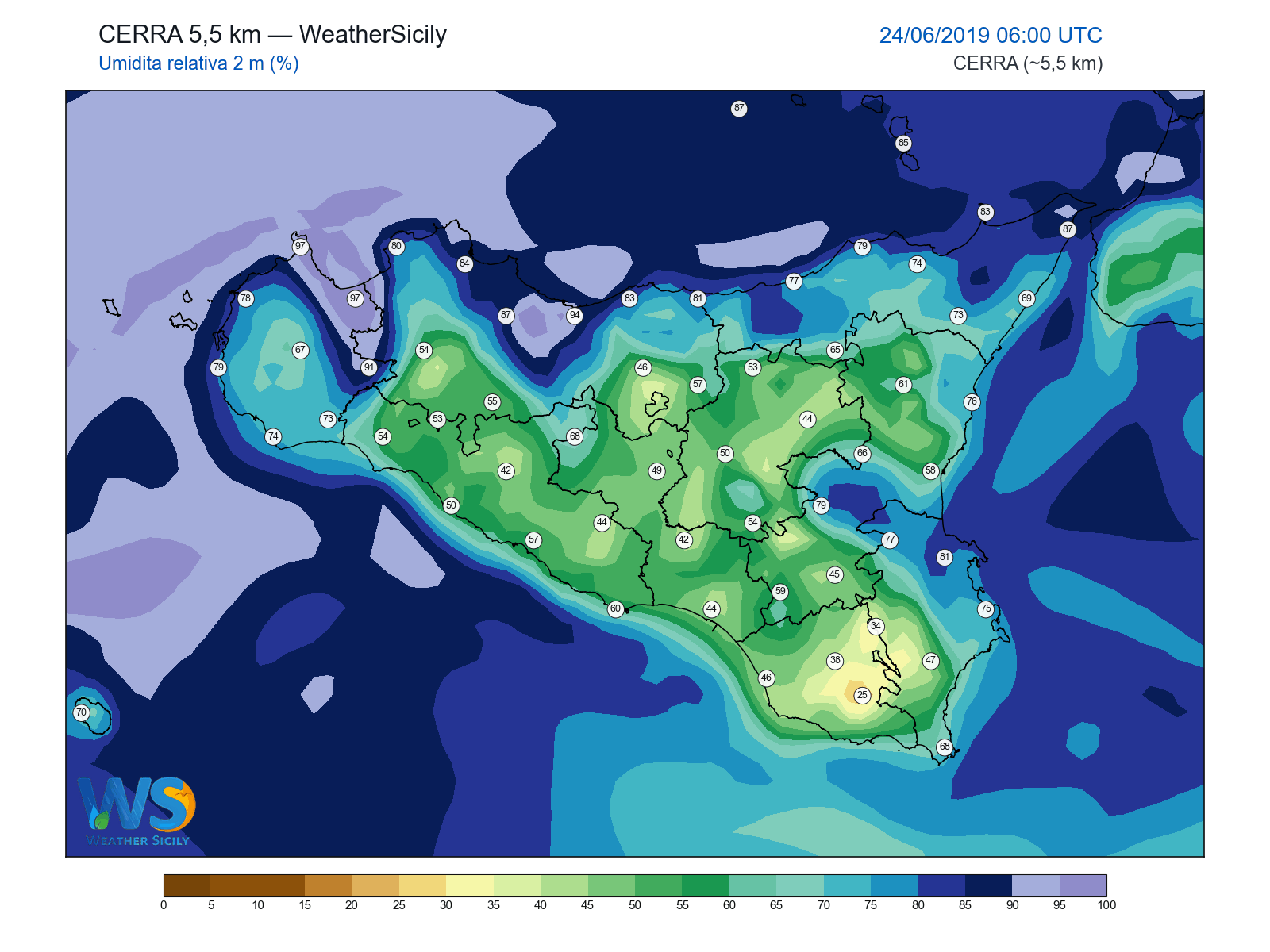 Umidità relativa 2 m · 2019062406