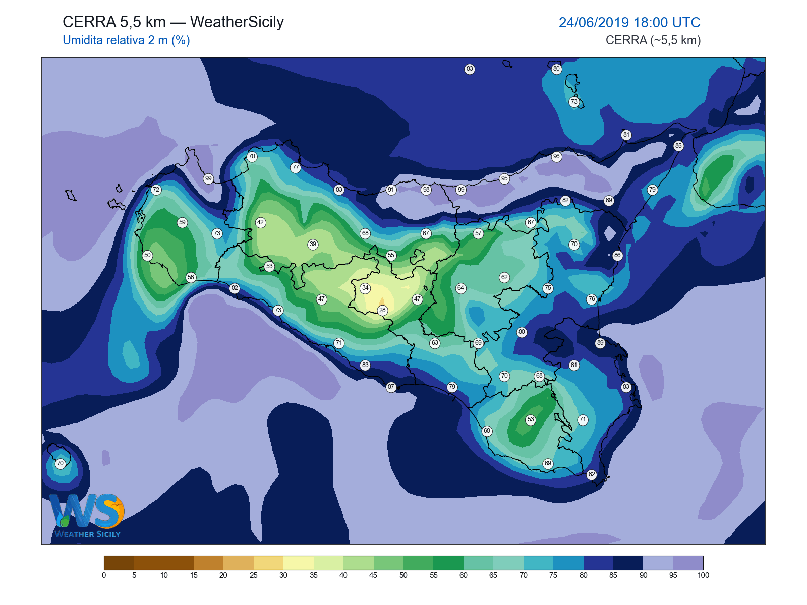 Umidità relativa 2 m · 2019062418