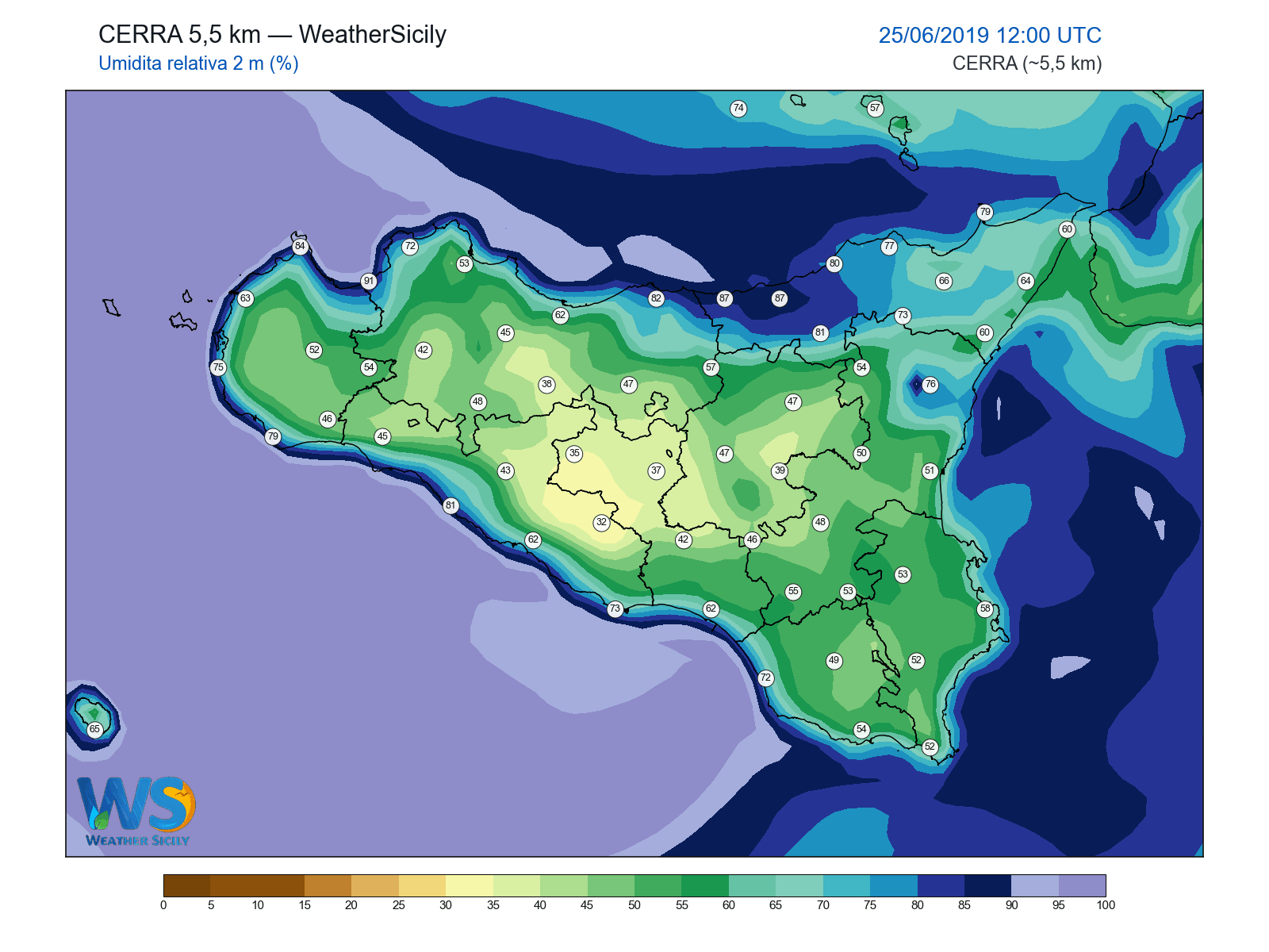 Umidità relativa 2 m · 2019062512