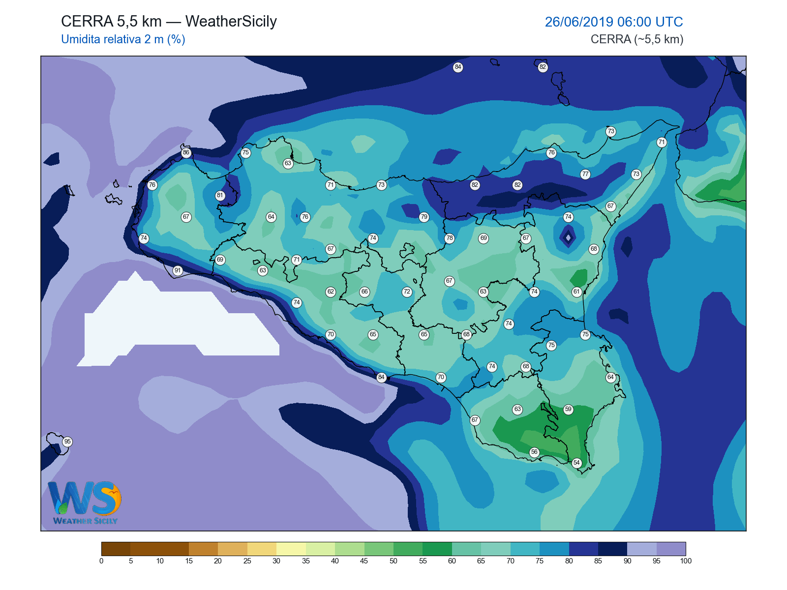 Umidità relativa 2 m · 2019062606