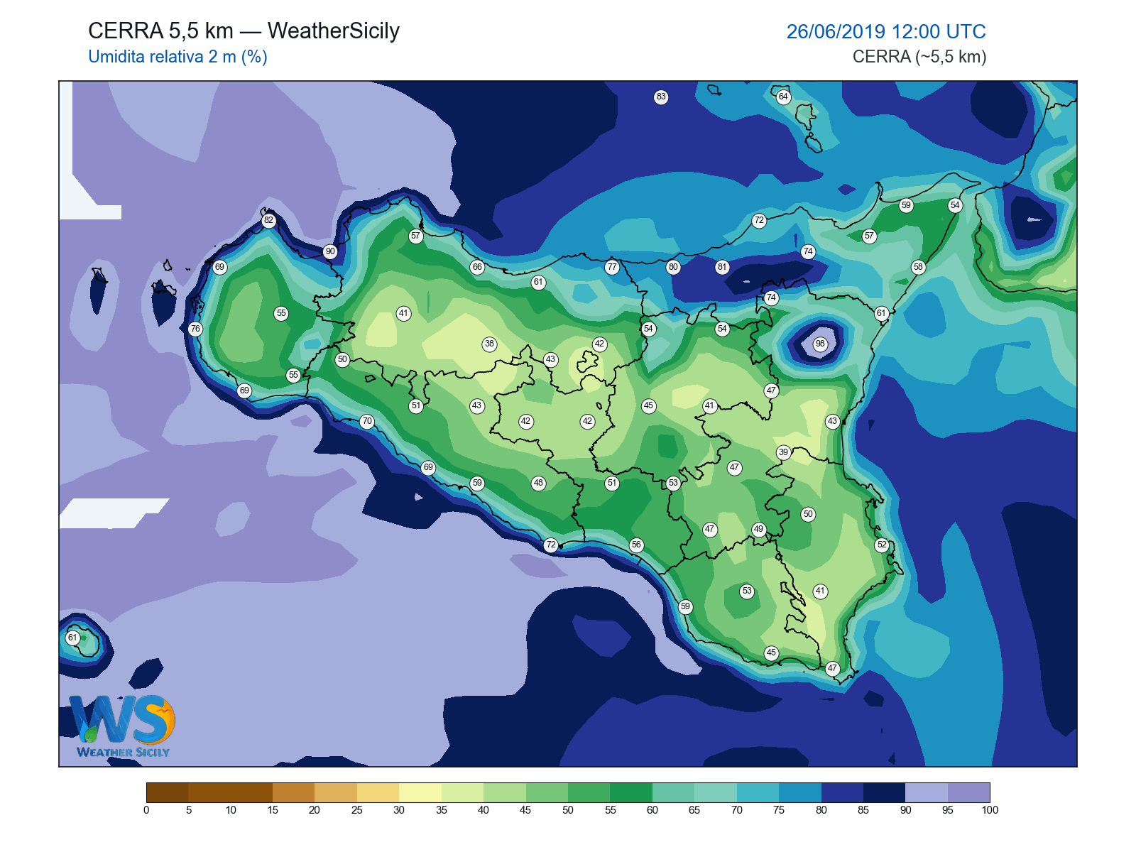 Umidità relativa 2 m · 2019062612
