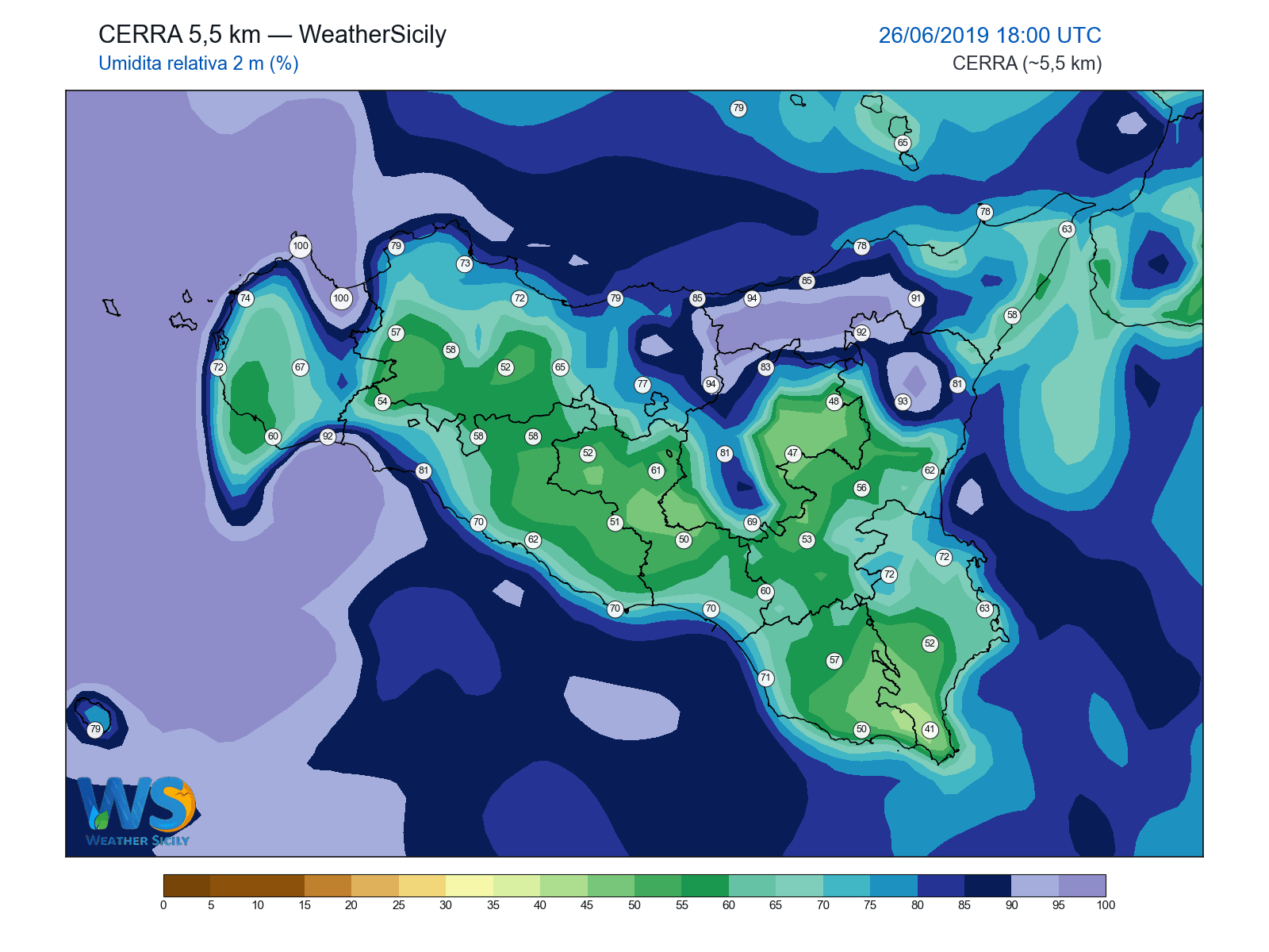 Umidità relativa 2 m · 2019062618