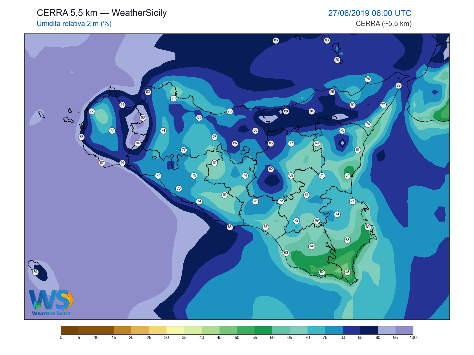 Umidità relativa 2 m · 2019062706