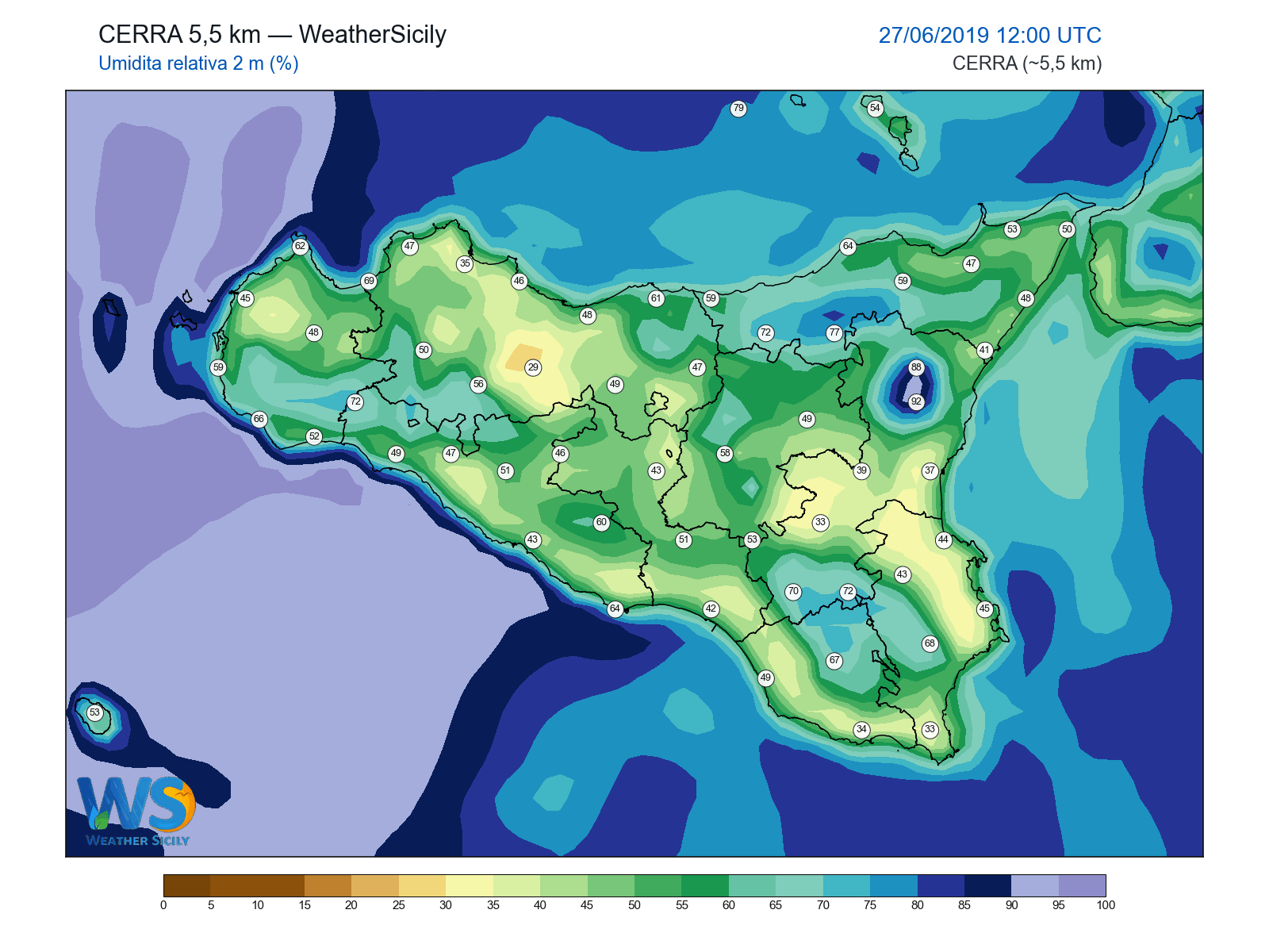 Umidità relativa 2 m · 2019062712