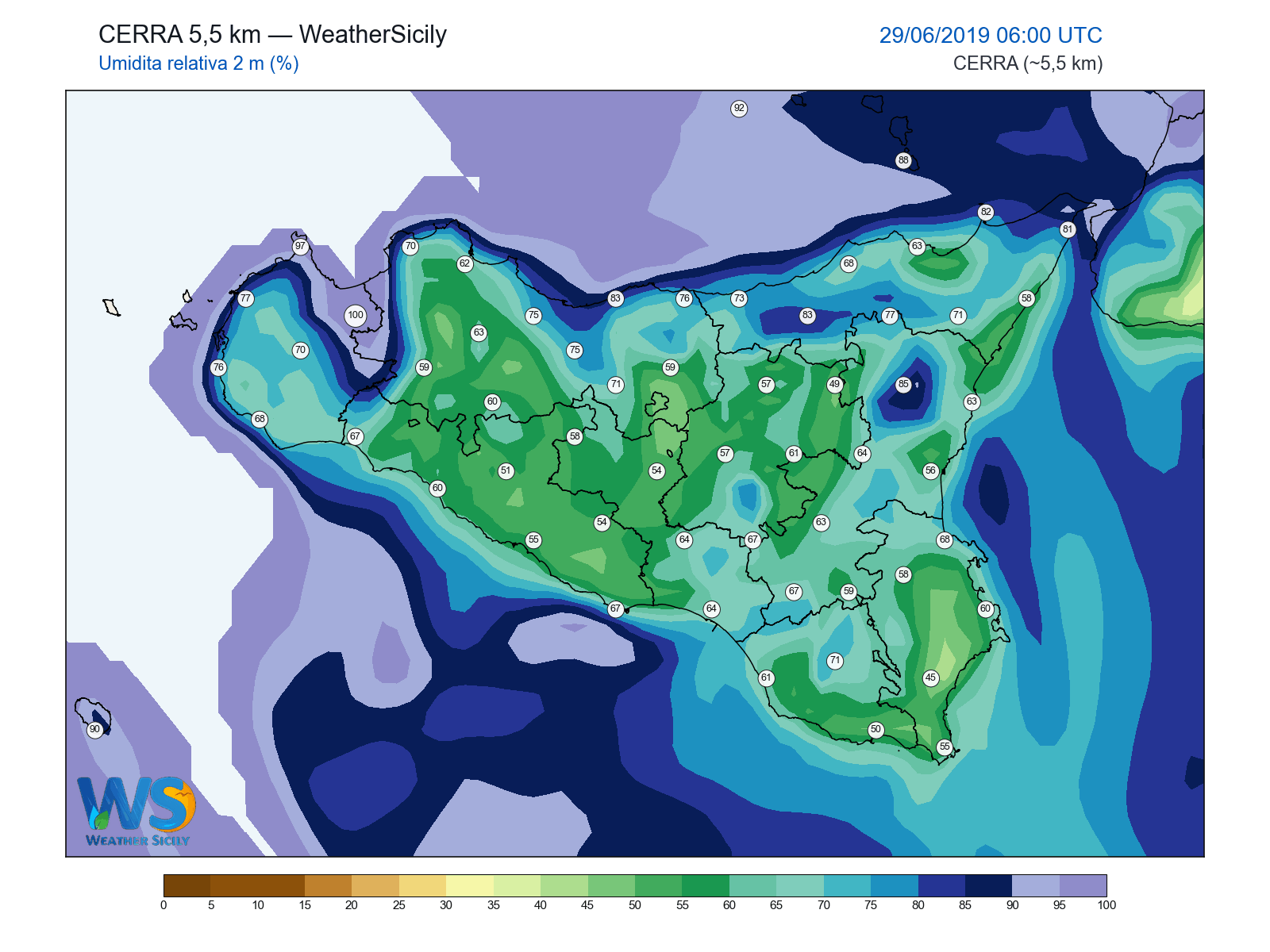 Umidità relativa 2 m · 2019062906