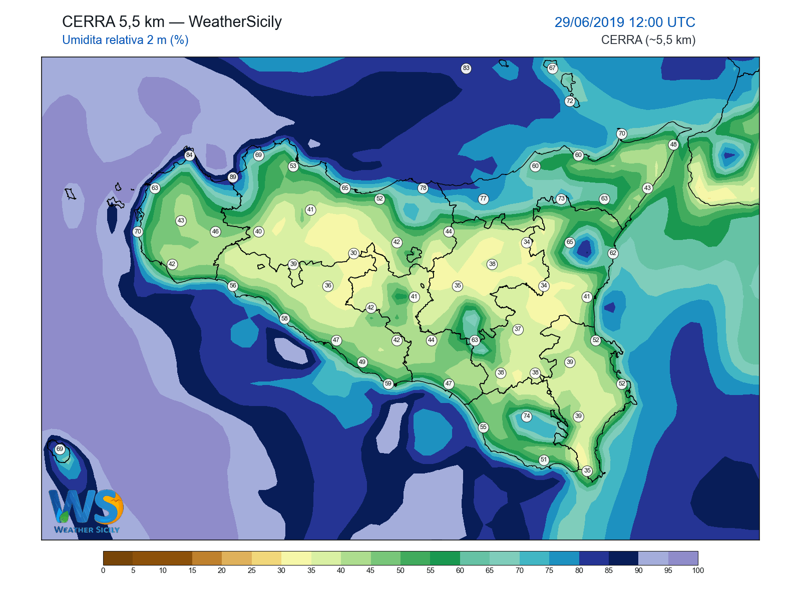 Umidità relativa 2 m · 2019062912