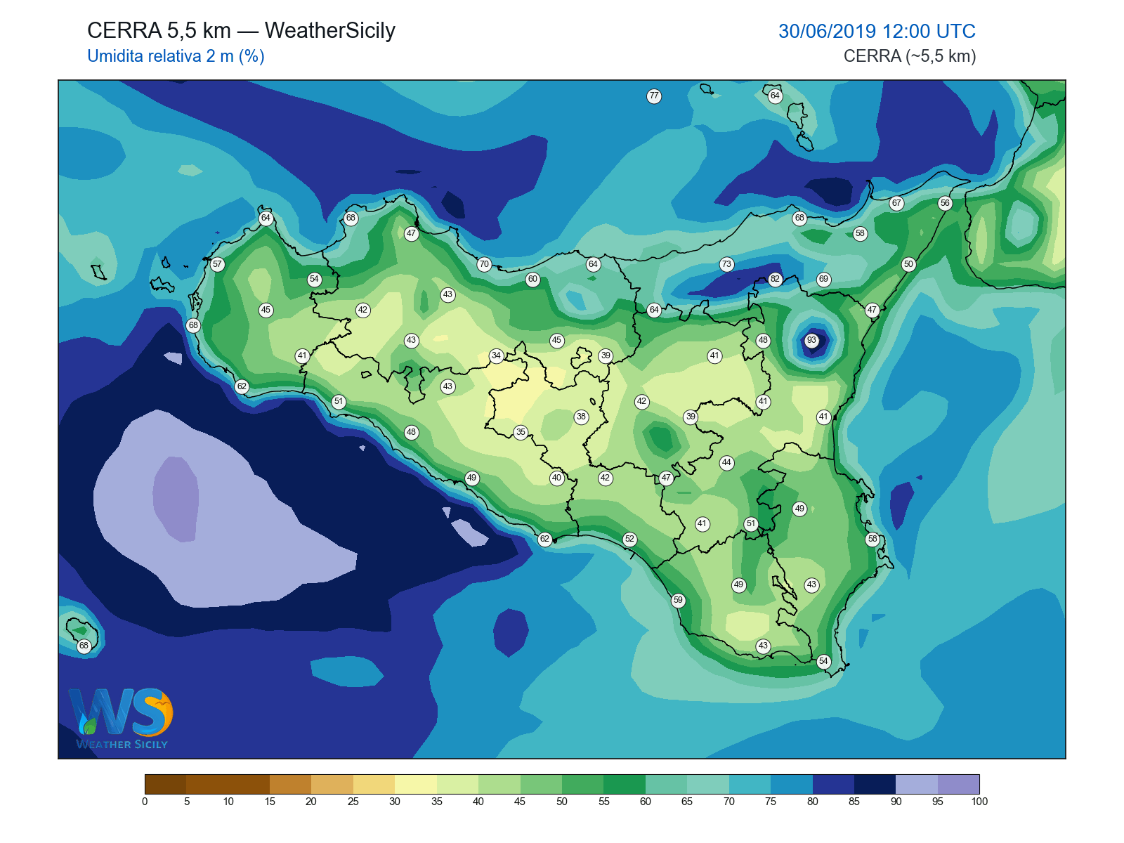 Umidità relativa 2 m · 2019063012