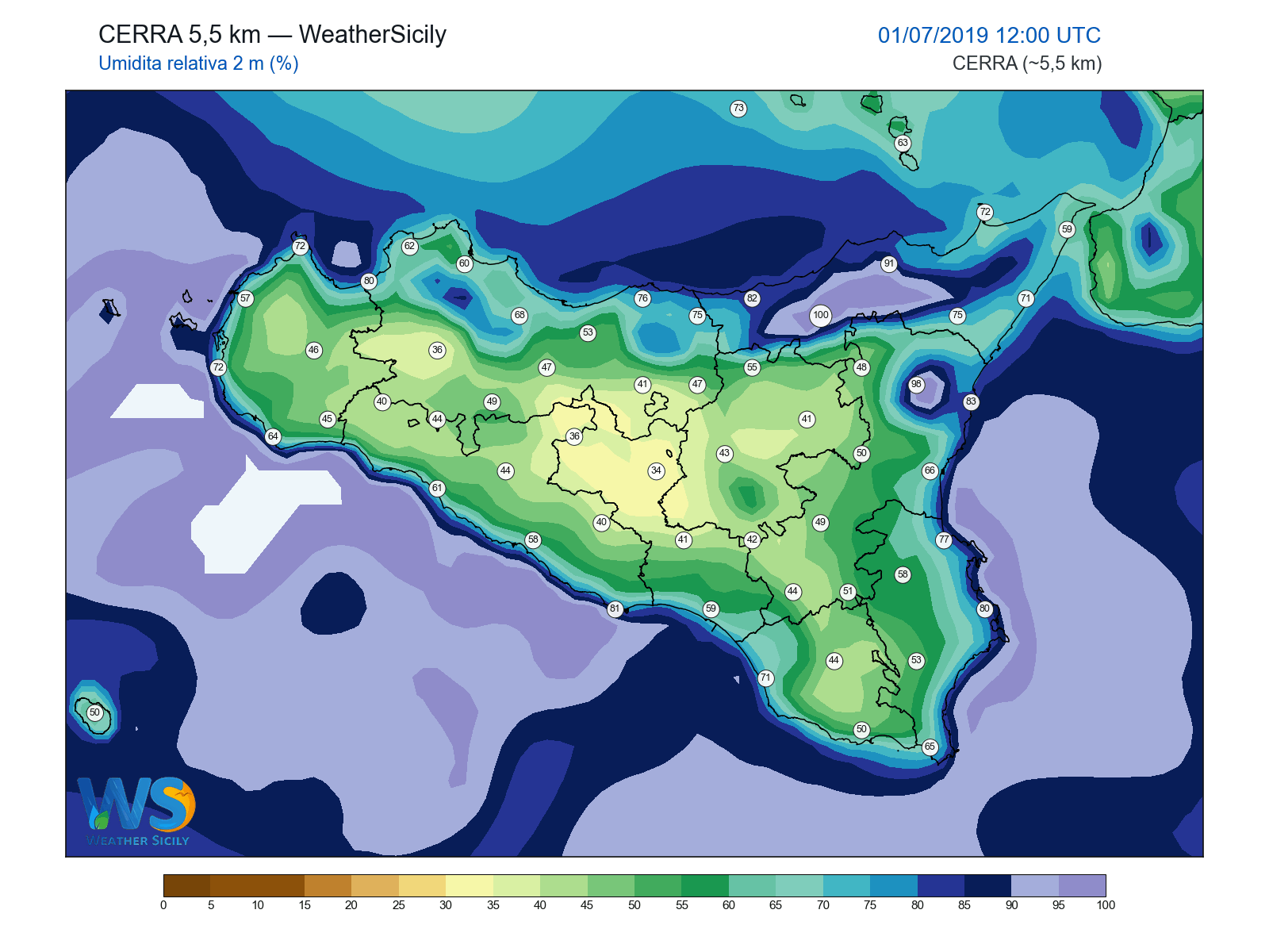 Umidità relativa 2 m · 2019070112