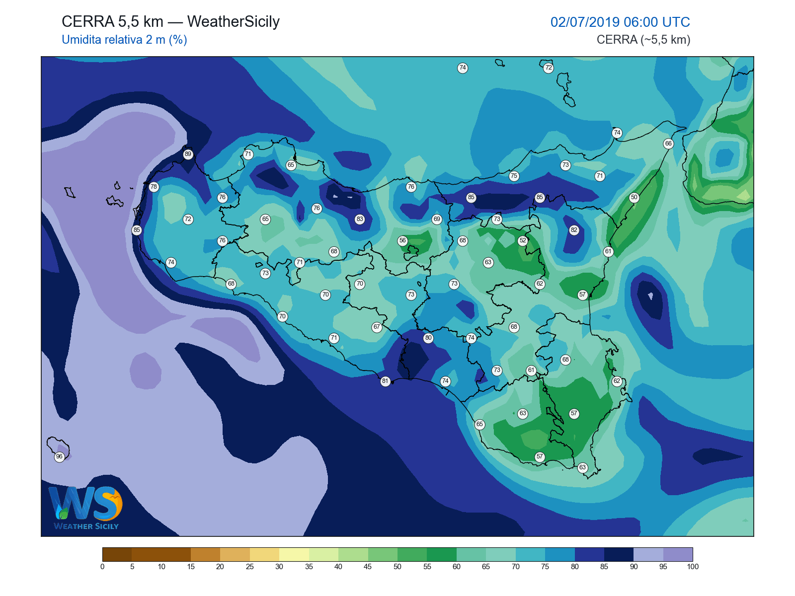 Umidità relativa 2 m · 2019070206
