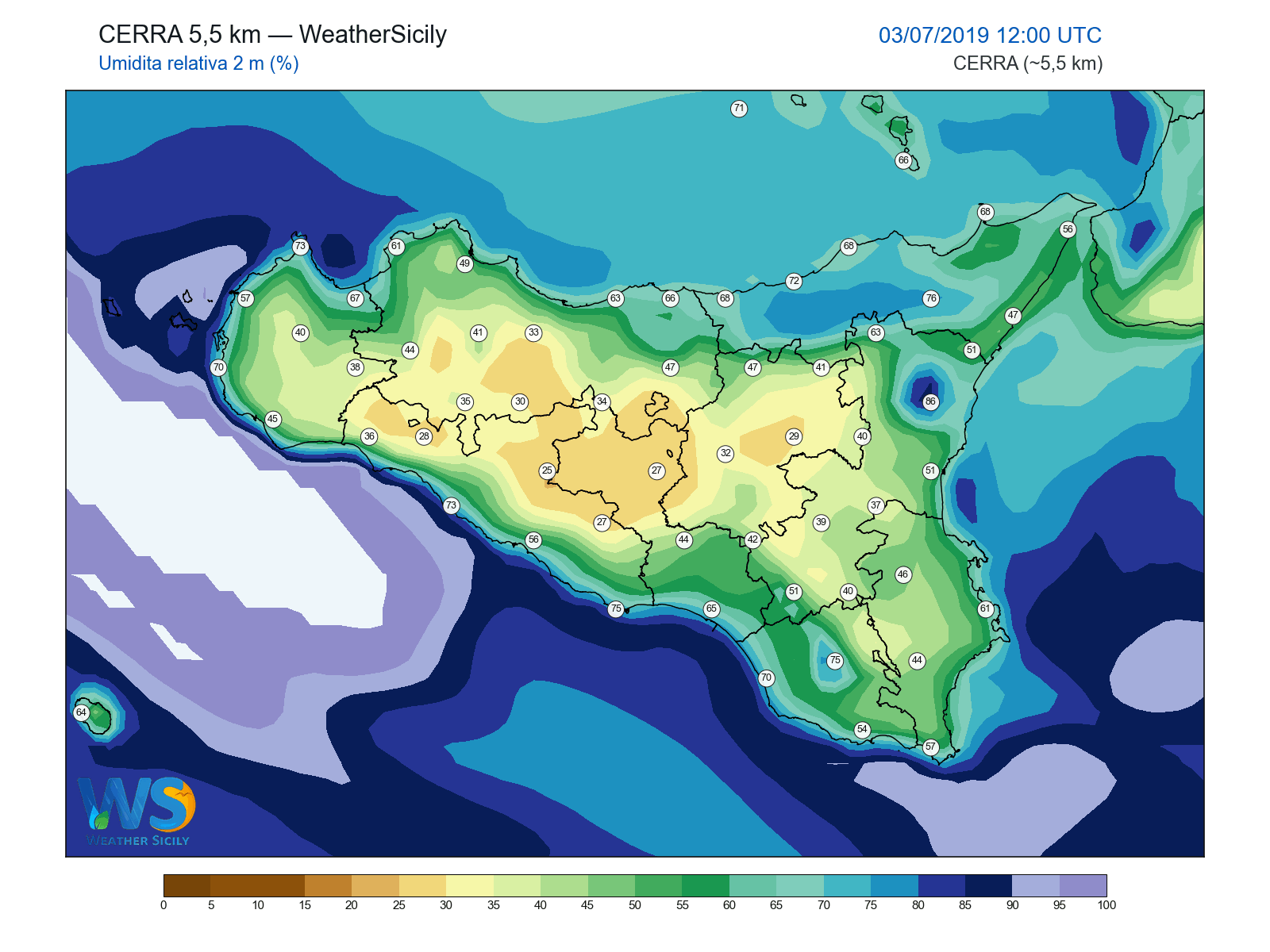 Umidità relativa 2 m · 2019070312