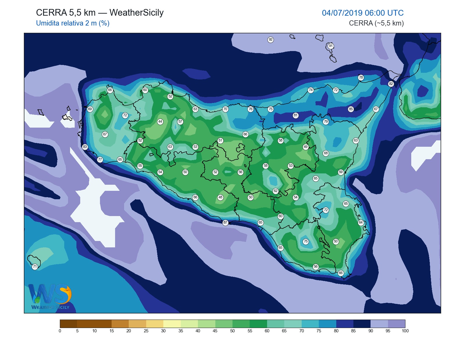 Umidità relativa 2 m · 2019070406