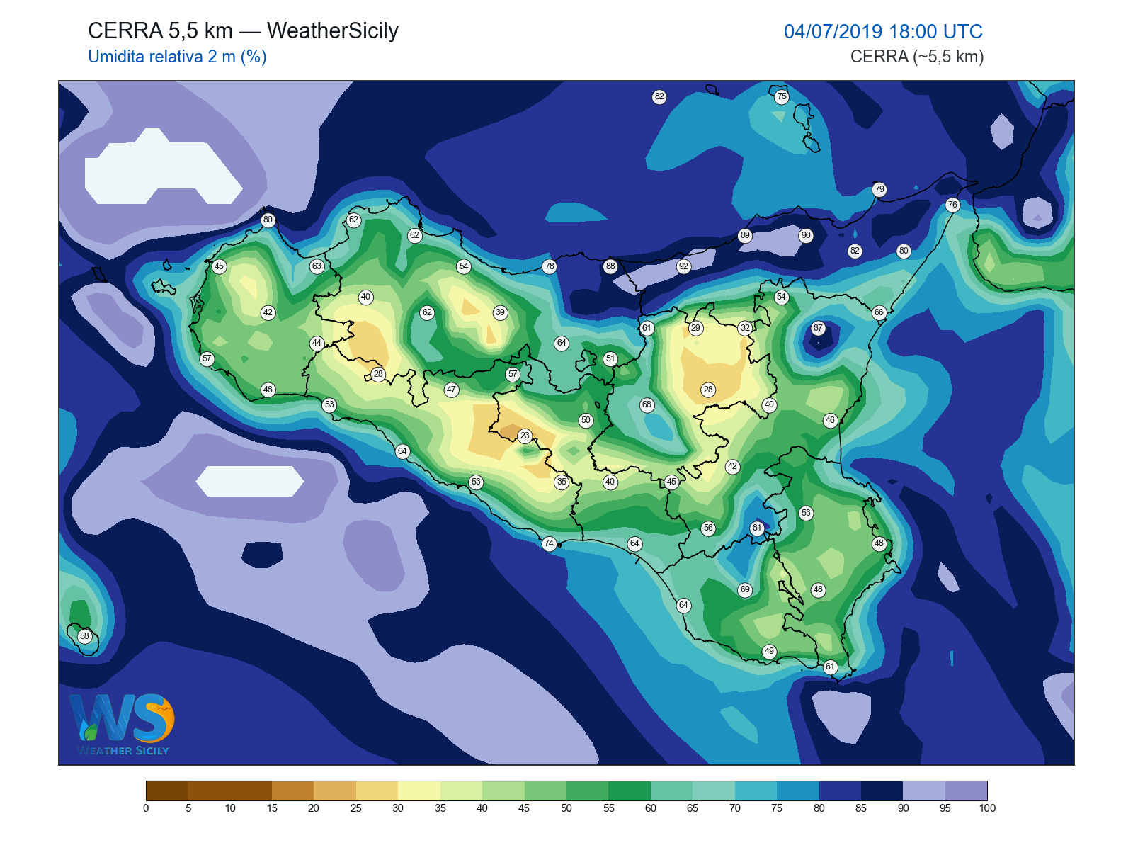 Umidità relativa 2 m · 2019070418