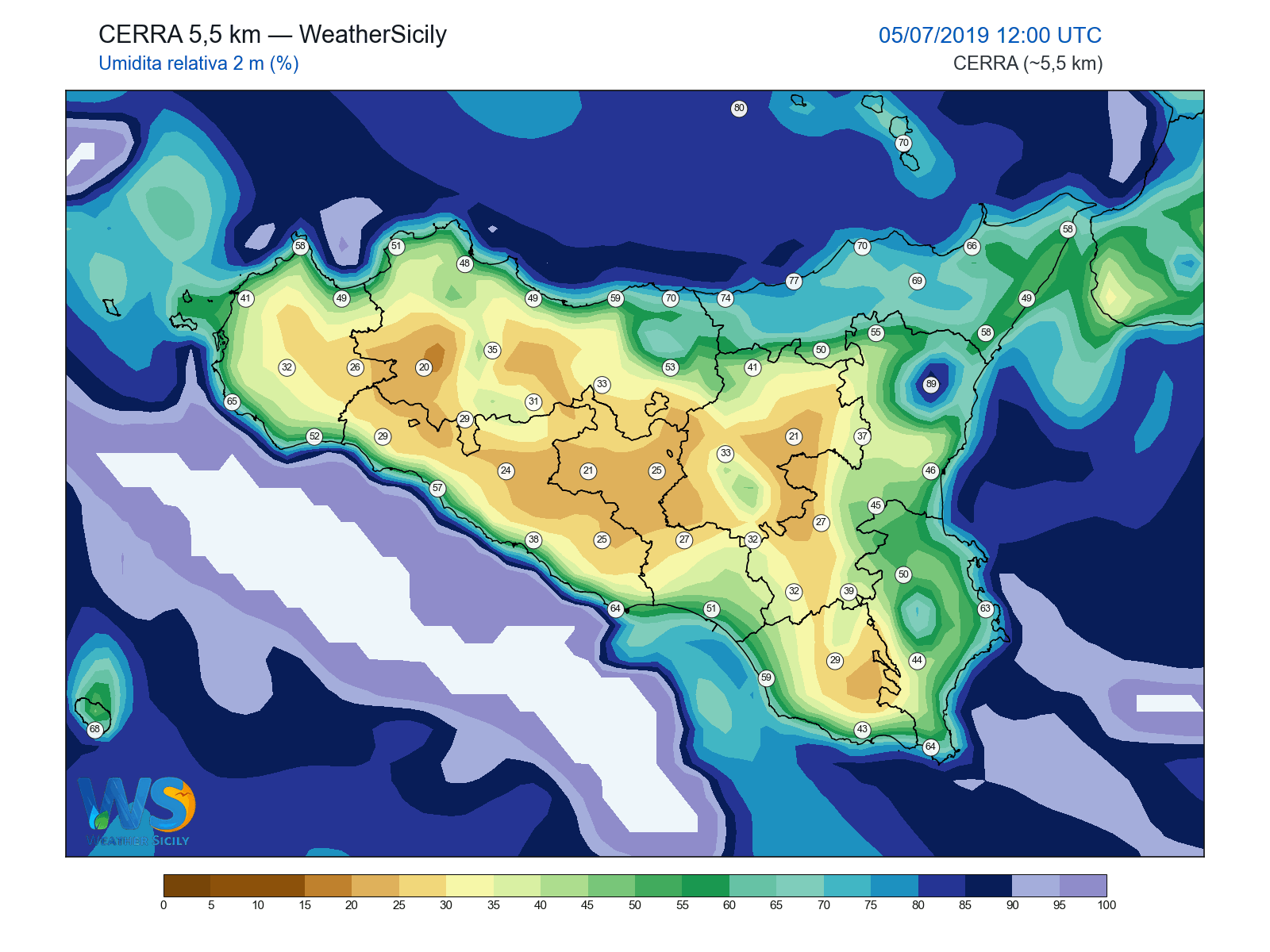 Umidità relativa 2 m · 2019070512